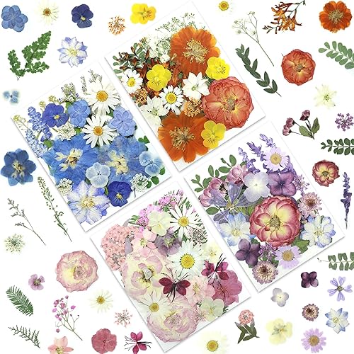 Miniatura 14 de Flores secas pastel vintage de 80P para manualidades, flores prensadas naturales reales en tonos suaves retro para arte de resina, manualidades de