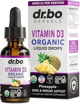 Vitamin D3 Liquid Drops Organic - Vegan VIT D Liquid Vitamin D for Adults & Kids Oil 4000 IU Vegan Organic D3 Drops Sublingual Supplement - Immune & Bone Health VIT Supplements, Non-GMO 30 Servings