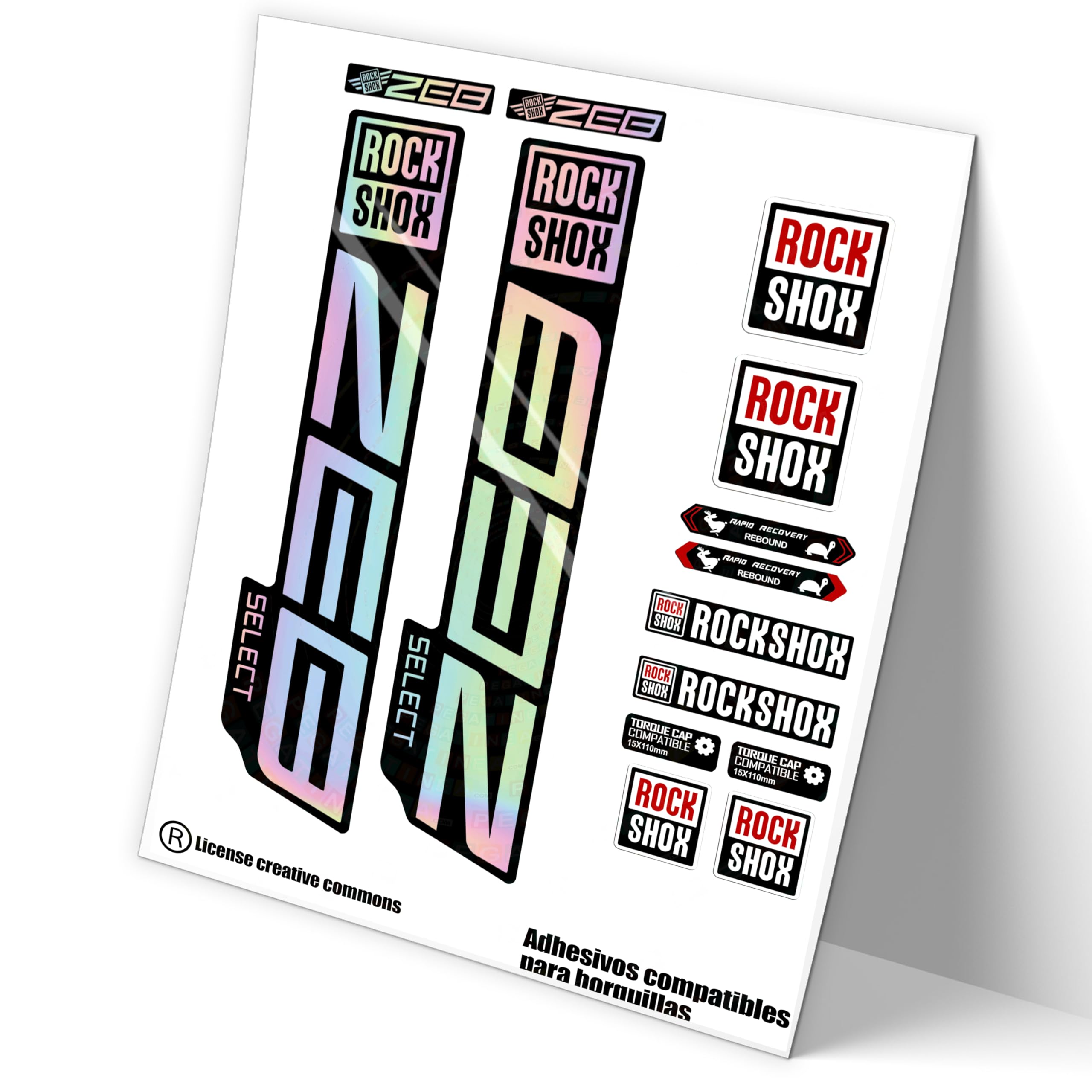 REF:VP447 Stickers compatible with Rock-Shox ZEB SELECT 2021,2025 MTB fork, stickers, stickers, decals for mountain bikes. (HOLOGRAPHIC)