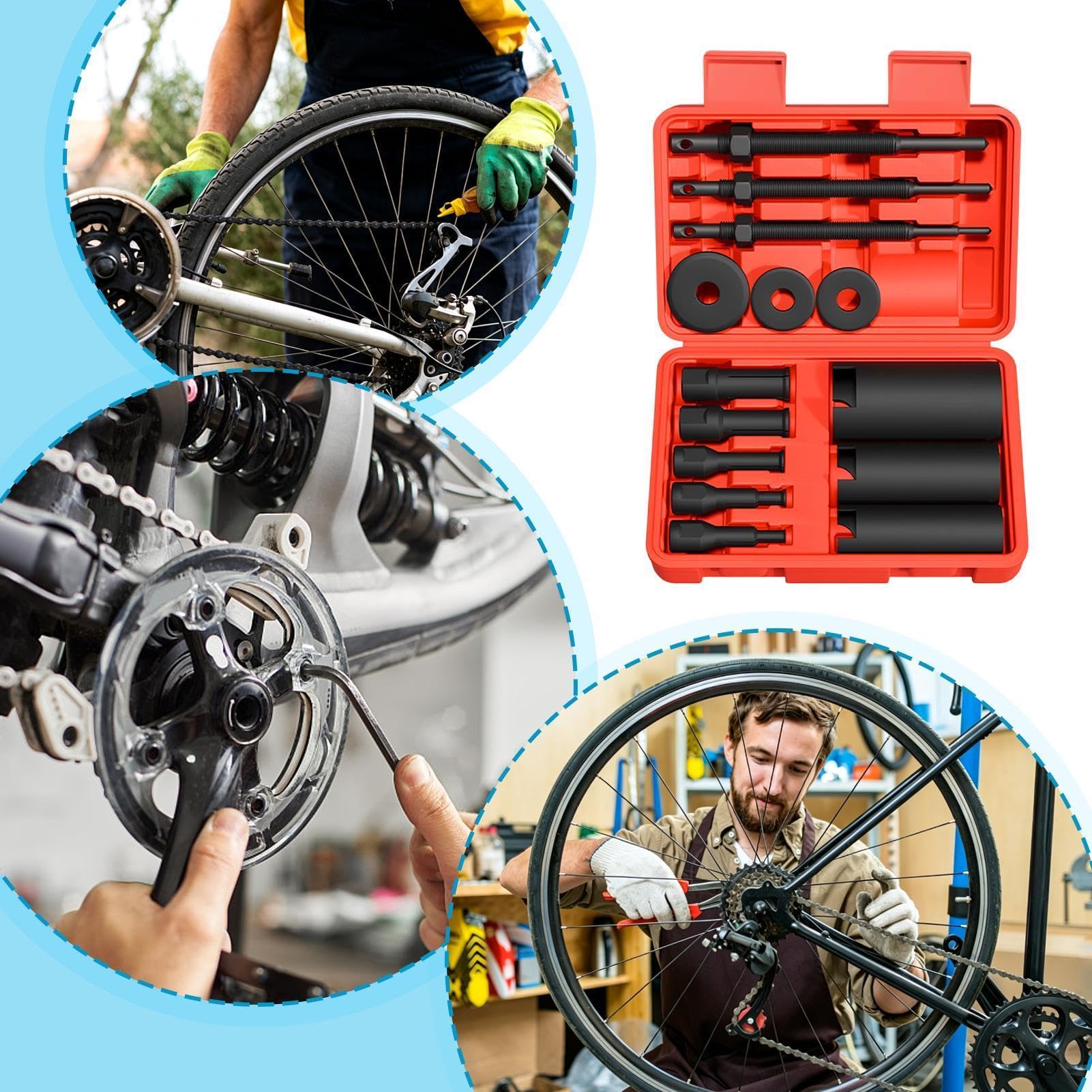 Innenlager-Abzieher Fahrrad-Reparatur-Set | Radlager-Reparatur- und Abzieher für Werkstatt, Heimgarage, Mountainbike, Rennrad, Straßenrad, Gravelbike, Offroad, Outdoor,