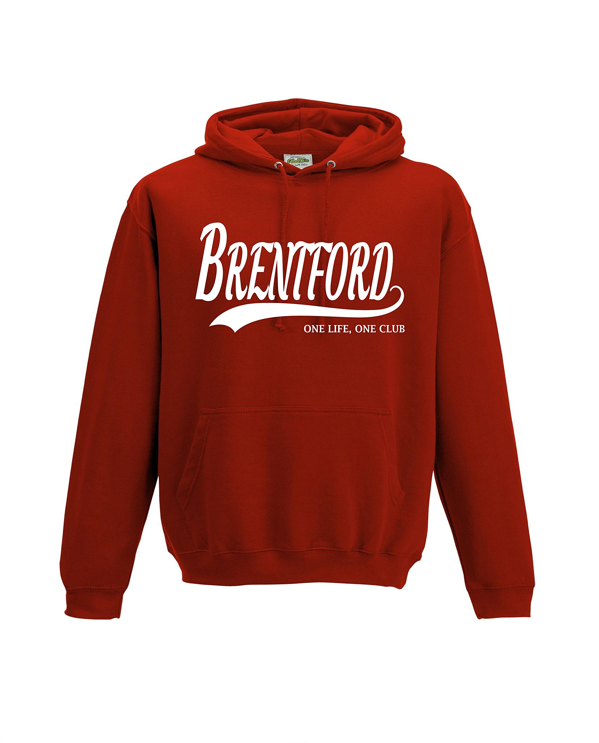 All About The Print Men's Red Brentford Gift - Hoodie One Life One Club Top Jumper Sweatshirt Fc Present Fh32 (Adult Small, )