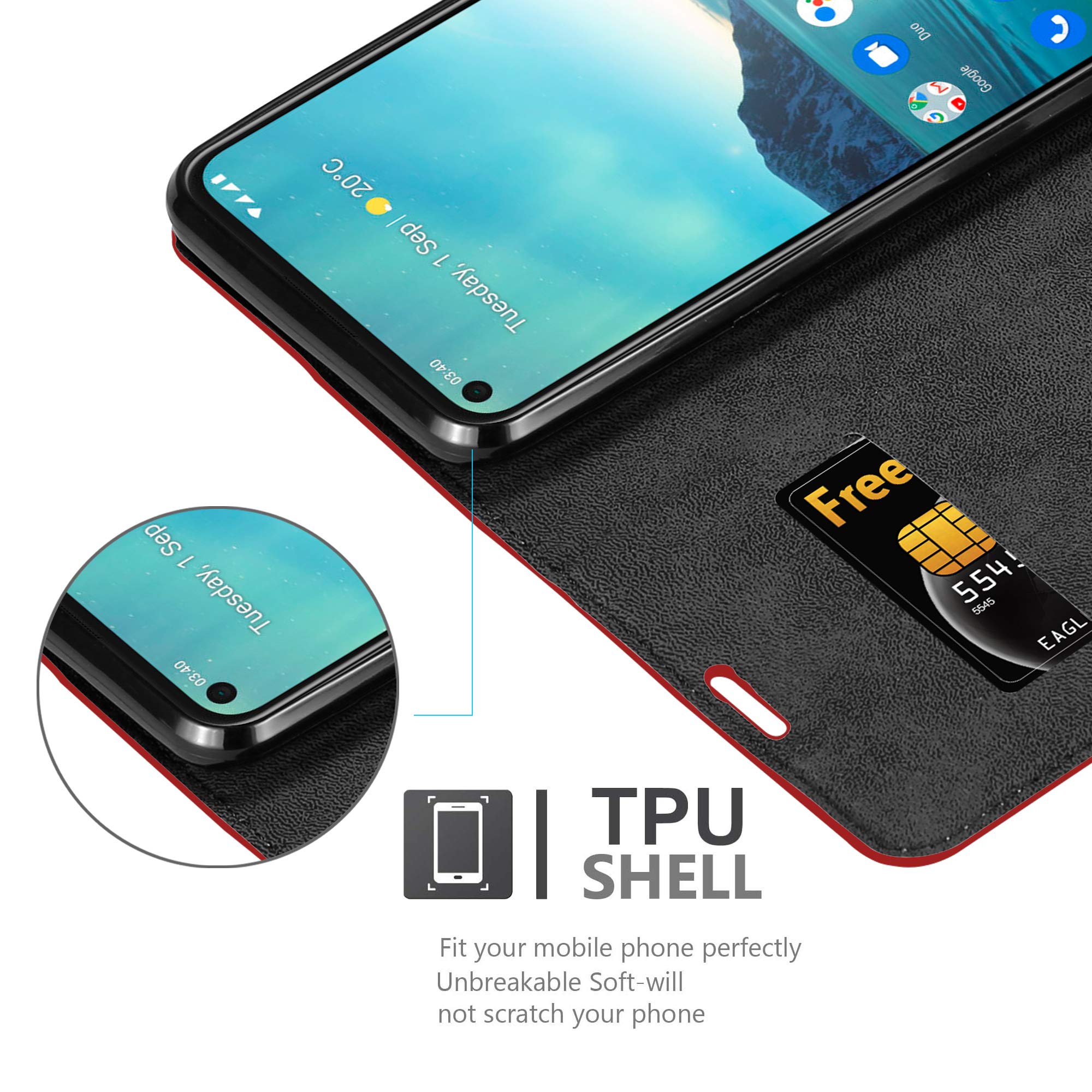 Cadorabo Custodia Portafoglio Con Supporto Per Nokia 3.4, Chiusura Magnetica E Slot Carte, Notte - 4