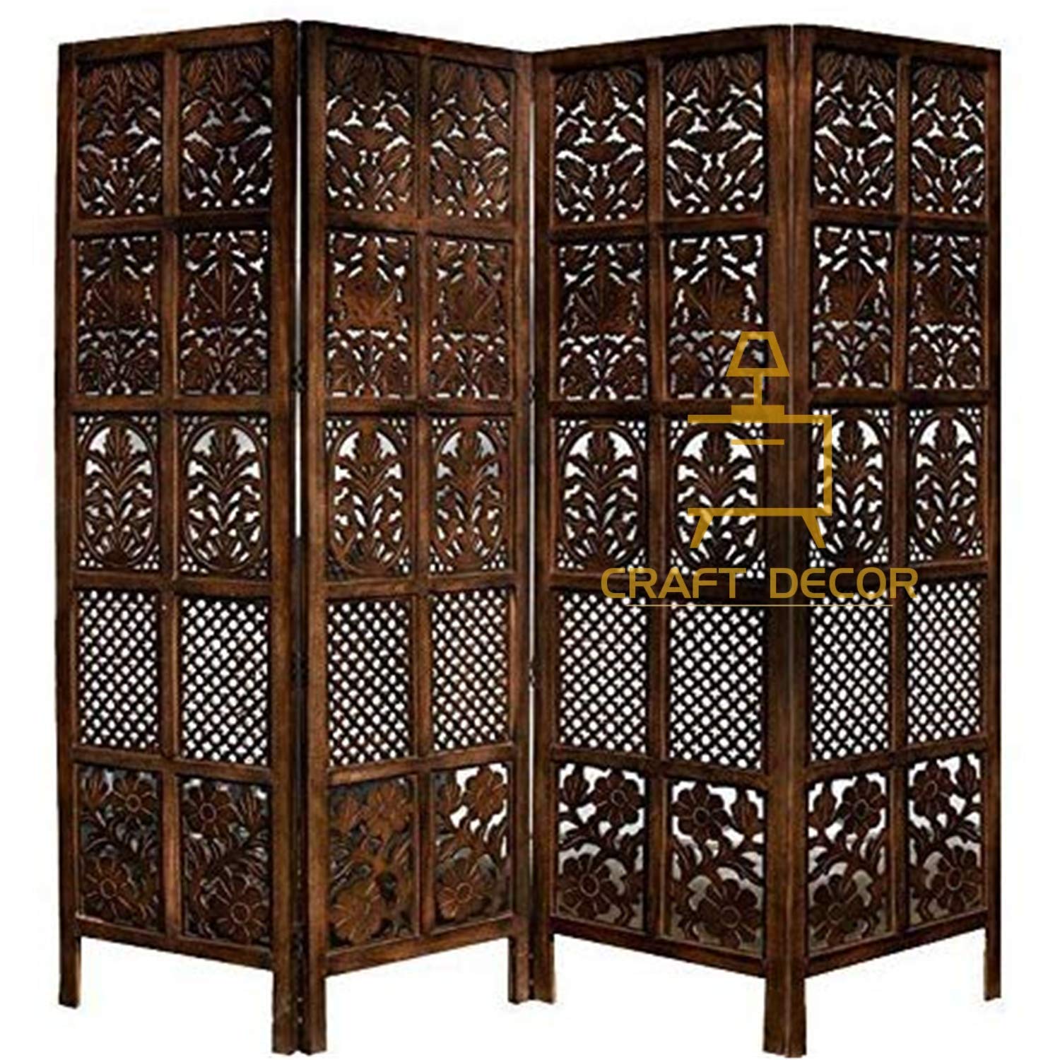 CRAFT DECOR Wooden partition for Living Room | Wood Screen for Pooja Room | Hall Partition | Separator for Living Room | Modern Decorative Wall Divider | Folding Door Screen Kitchen | Foldable Panel