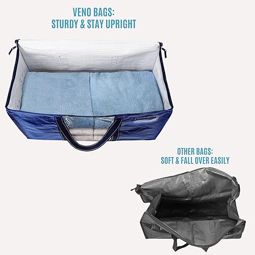 Miniatura 10 de VENO Paquete de 2 bolsas de mudanza y contenedores grandes de almacenamiento de Navidad con tapas. Suministros de embalaje para dormitorio