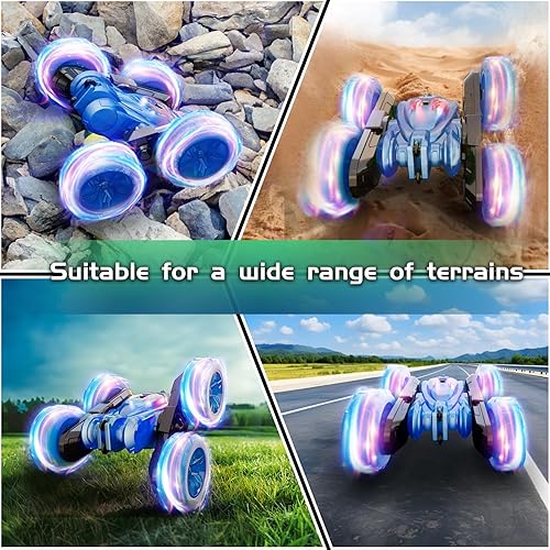 Miniatura 4 de Auto a control remoto, luz divertida para auto a control remoto, 40 minutos de tiempo de juego, 360 vueltas giratorias, autos de acrobacias a