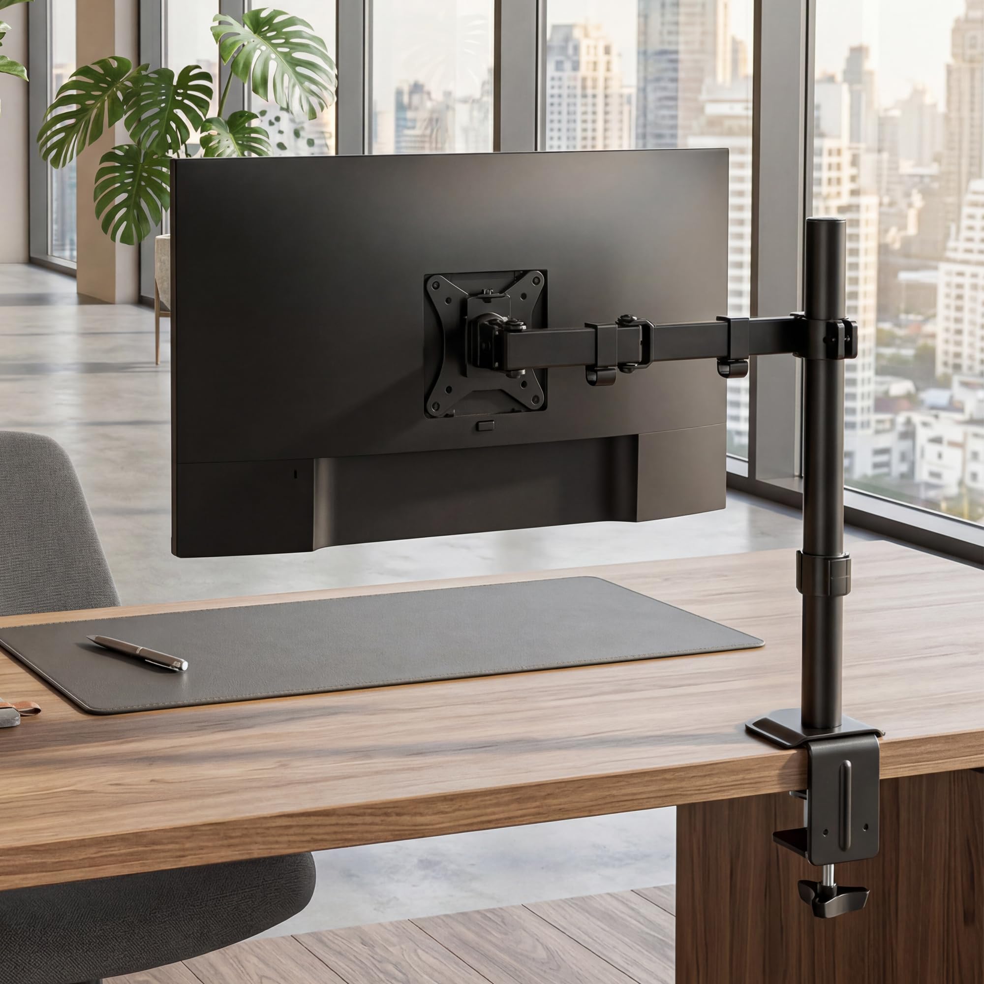 Green Soul Single Monitor Height Adjustable Stand|Fits 13-32" Screen|9Kg Weight Capacity|Desk Mount, VESA Plate, Grommet & C-Clamp Base|Monitor Riser for Desk|Tilt, Swivel & Rotation|Black-image-46