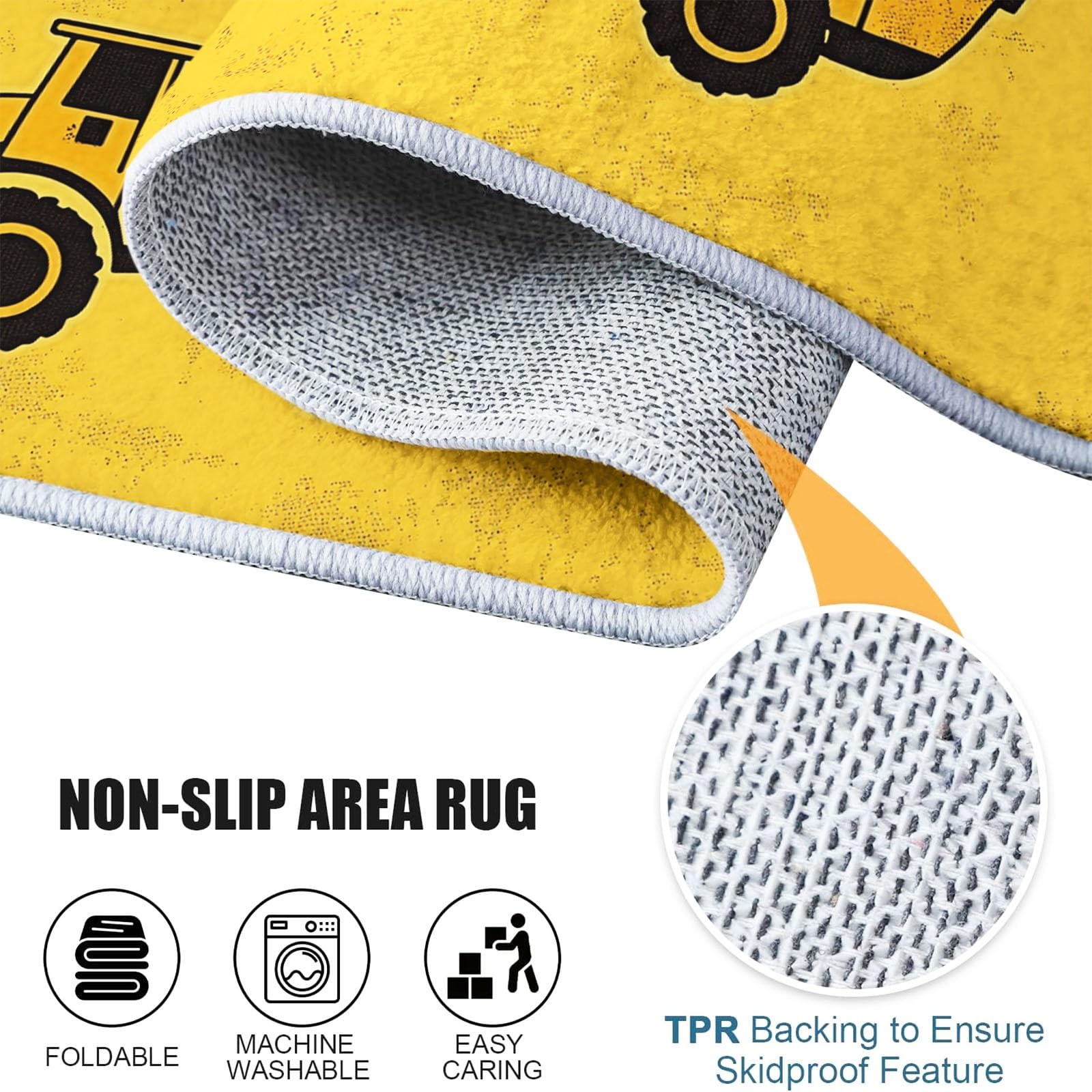 Generico Veicoli Da Costruzione Dei Cartoni Animati Tappeto Salotto Moderno Flanella Stampa 3D Tappeti Camera Da Letto Rug Cucina Antiscivolo Lavabile Per Tappeto Cameretta 120 x 180 cm