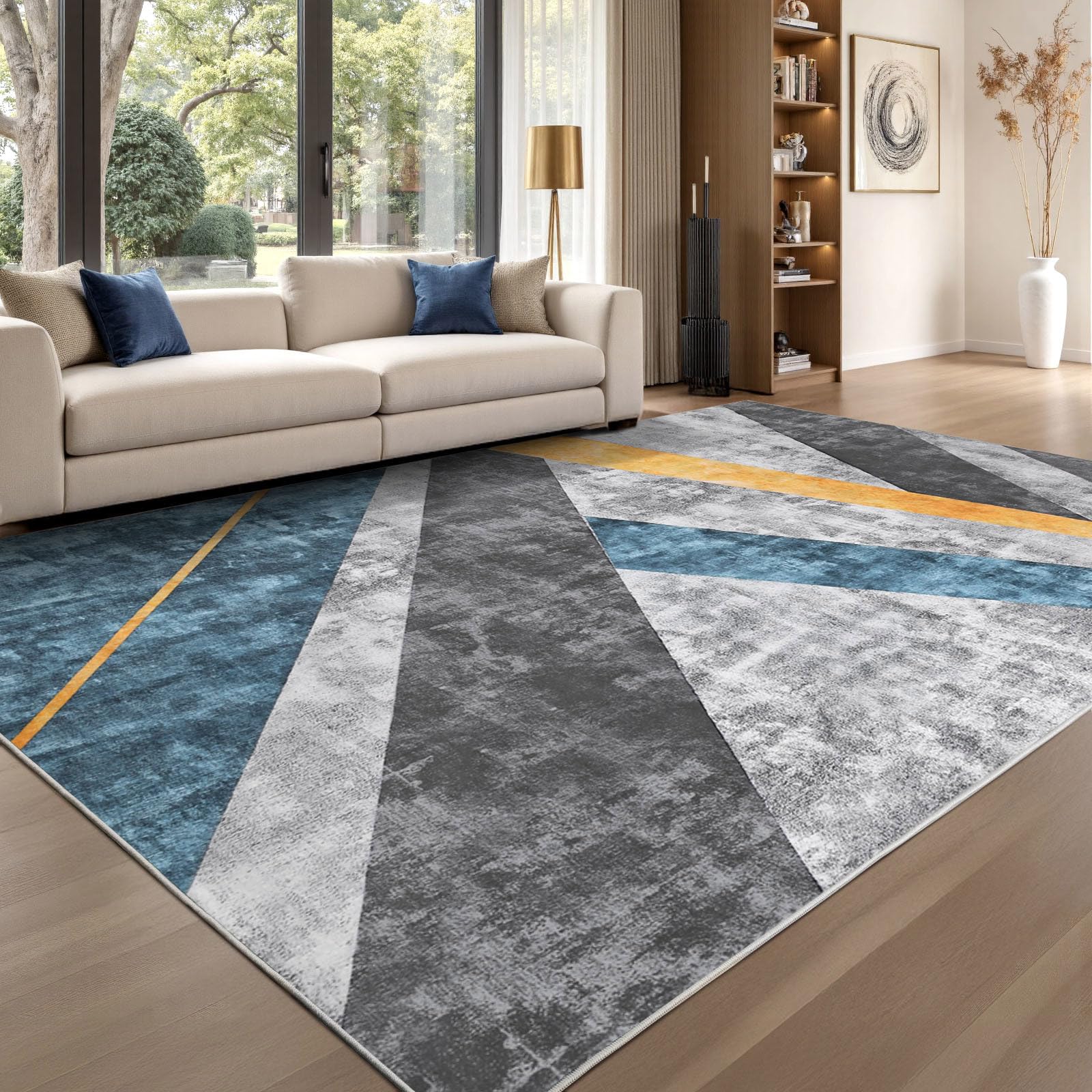 Sour Lemon Rugs Living Room Large 240x340 - Machine Washable Rug - Area Rugs for Bedroom - Large Boho Rug Vintage Rugs Anti Slip Fluffy Carpet for Living Room, Bedroom — image 1