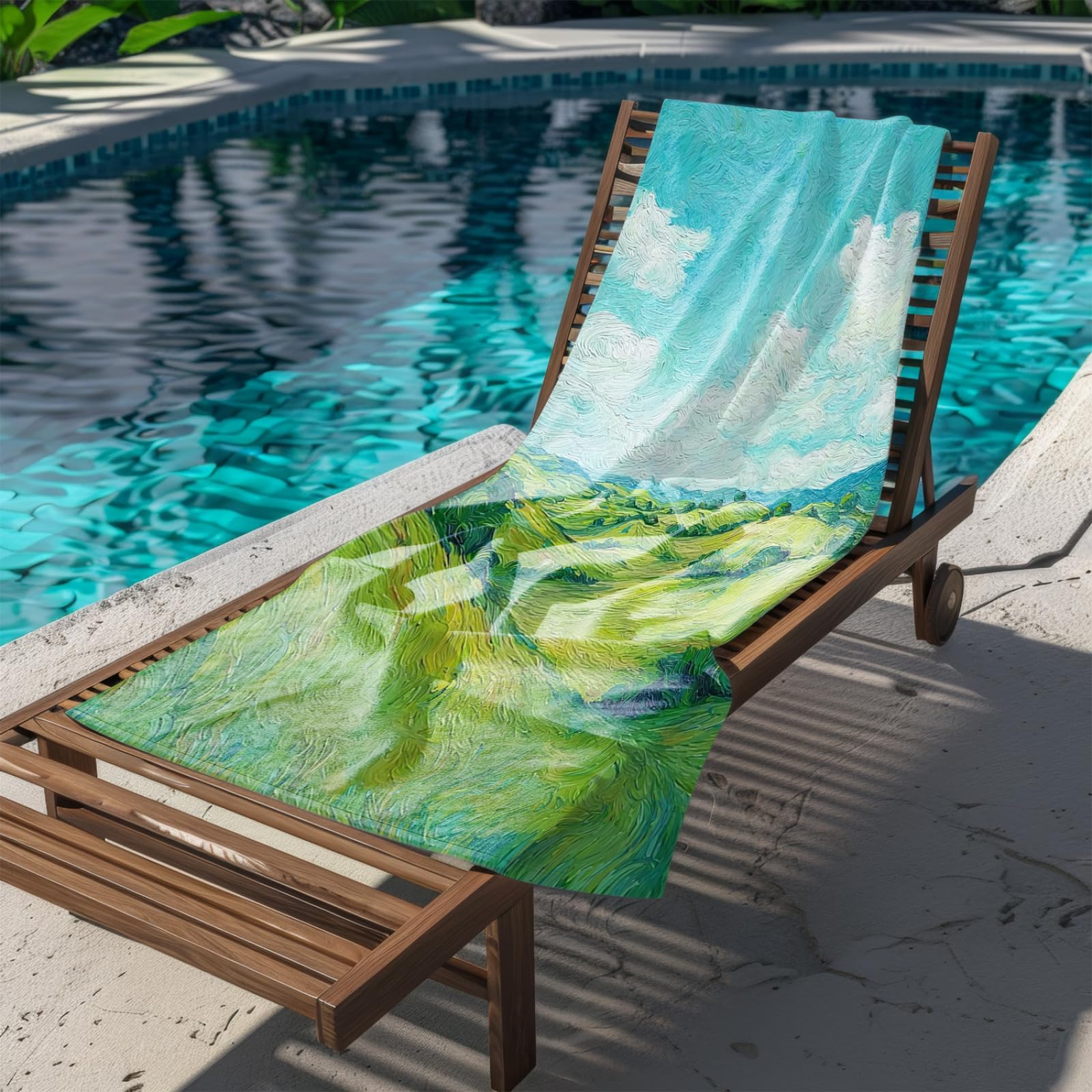 Genérico Toalla Playa 90X180 Azul Verde Abstracto Grande Toallas de Playa Microfibra Ligera Secado Rápido Sin Arena para Mujer Hombre Viajes Vacaciones Natación Camping