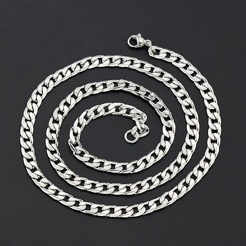 Miniatura 5 de Monily - Cadena cubana de eslabones de acero inoxidable de 4.5 mm y 8.5 mm para hombre y mujer, de 16pulgadas y 36pulgadas