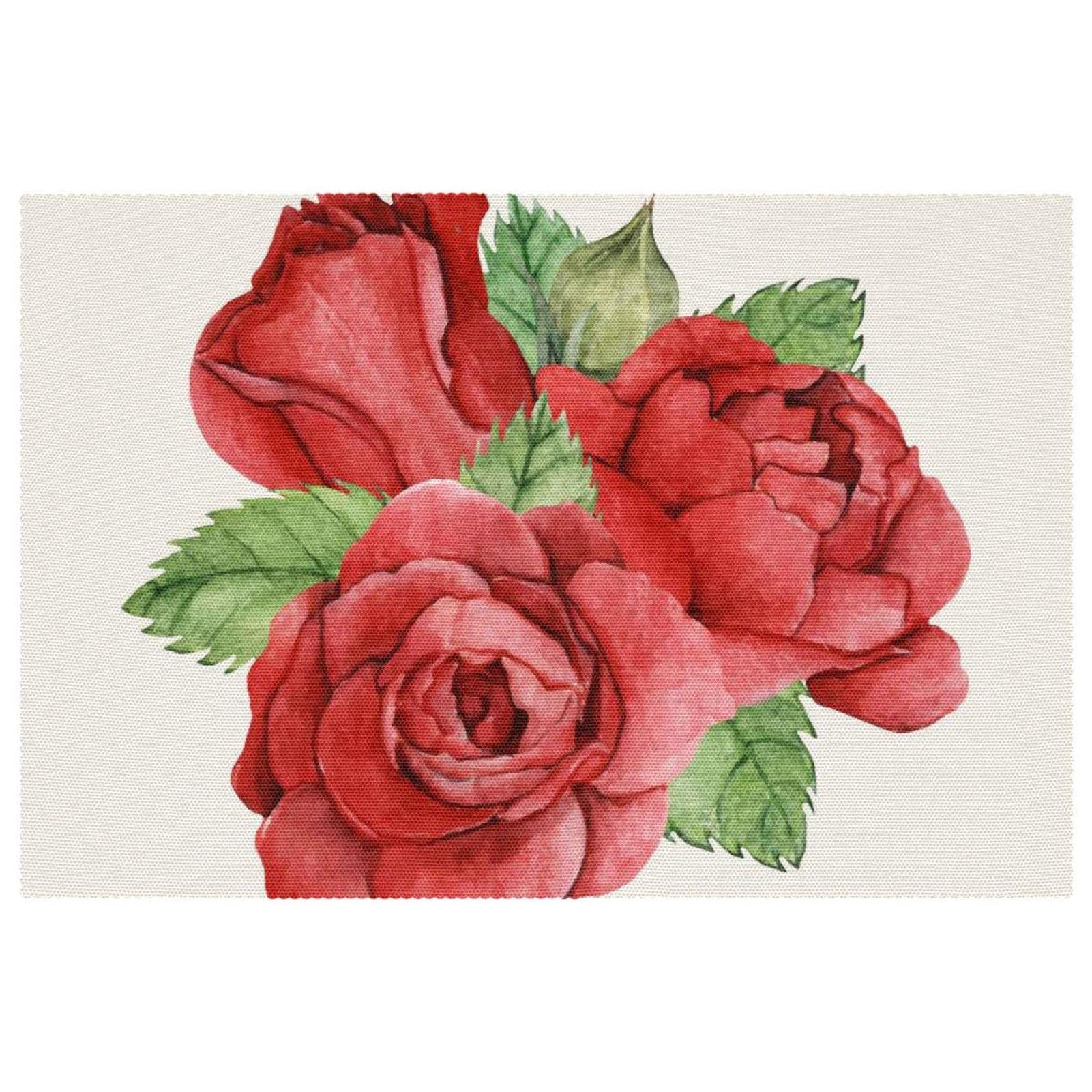 Sets de table rose rouge haut de gamme antidérapants, décoration raffinée de table à manger