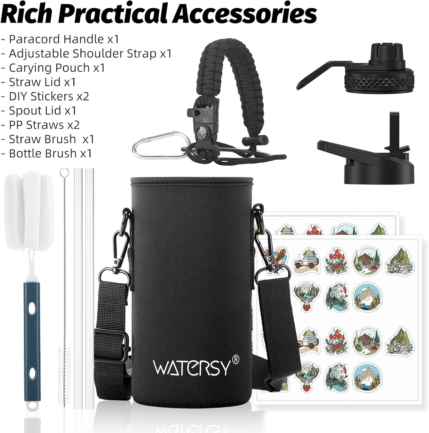 32oz Insulated Water Bottle (Cold for 48 Hrs),BPA Free&Leak Proof,Stainless Steel Water Flask,Water Jug with Straw Spout Lids for Gym,Hiking,Travel,Black Blue - Image 7