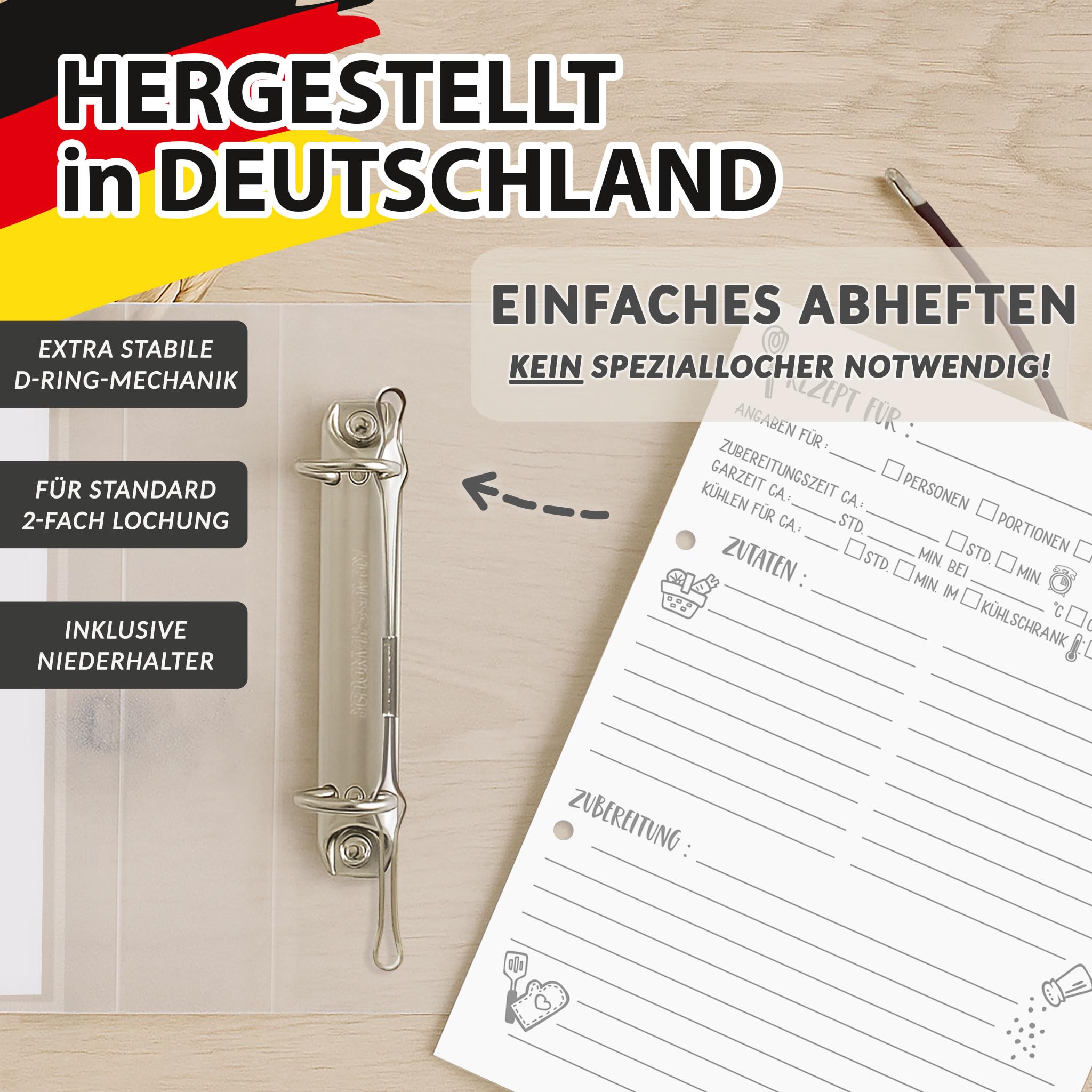 Flexibook Rezeptordner A4 Meine Lieblingsrezepte mint, D-Ring-Mechanik, Gummizug und Transparenter Fronttasche