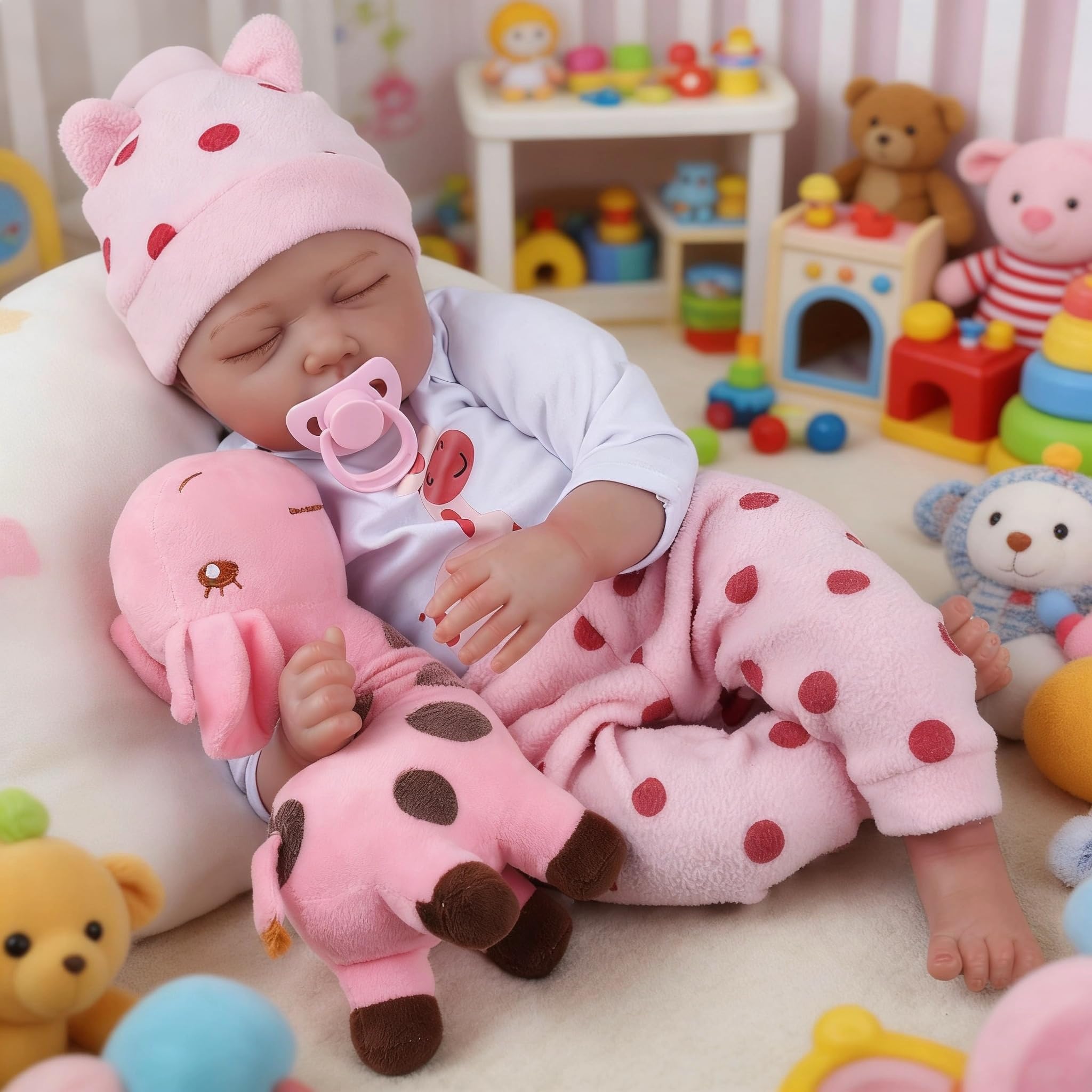 Bambola Realistica, 22 Pollici Bambole Reborn Bambola Morbida In Silicone E Vinile 55 Cm Reborn Femmina Con Accessori, Neonato Bambola Occhi Chiusi Giocattolo Per Bambine 3+ Anni