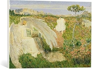kunst für alle Quadro su Tela: Giovanni Segantini Die Liebe an der Quelle der Jugend - Stampa Artistica di Alta qualità, Tela con intelaiatura in Legno, Quadro Pronto per Essere Appeso, 60x40 cm