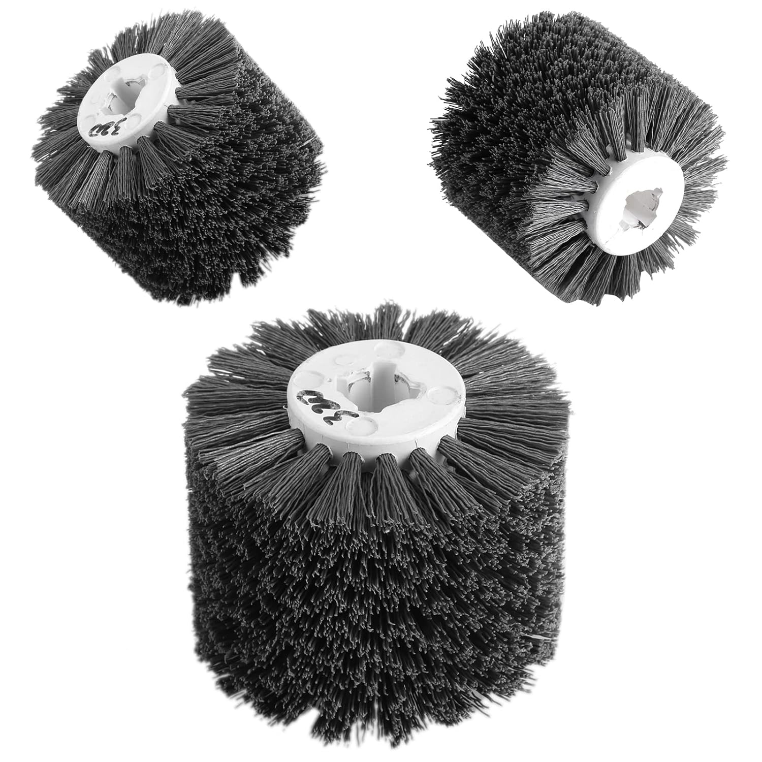 Abrasive Wire Wood Burnishing Polishing Wheel, 320# Grit Drawing Wheel for Electric Machine, Fine Finish on Flat Curved Irregular Surfaces, Aluminum Oxide Wire with 19mm