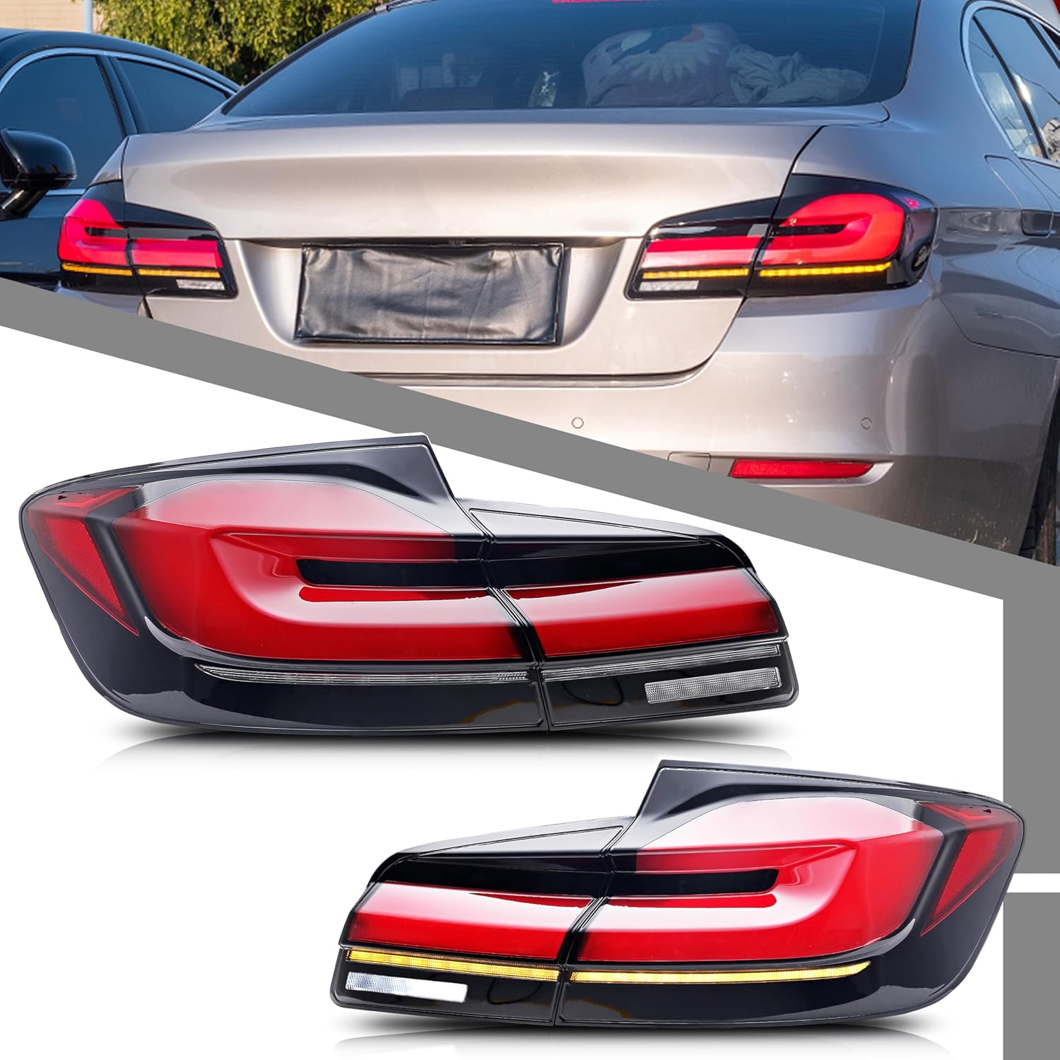 LED Tail Lights Assembly Compatible with BMW 5-Series F10 M5 2011-2016 Start-up Animation Sequential Turn Signal Rear Lamps Accessory
