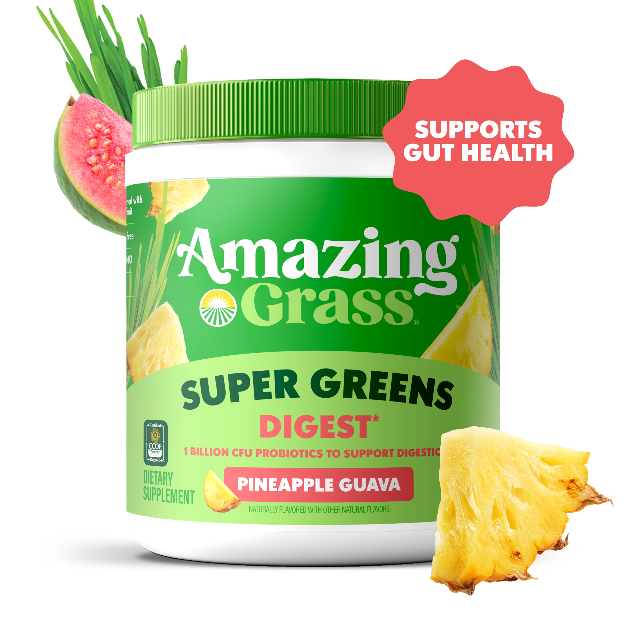 Amazing Grass Super Greens Powder Digest Pineapple Guava, 30 Servings — Amazon image 4