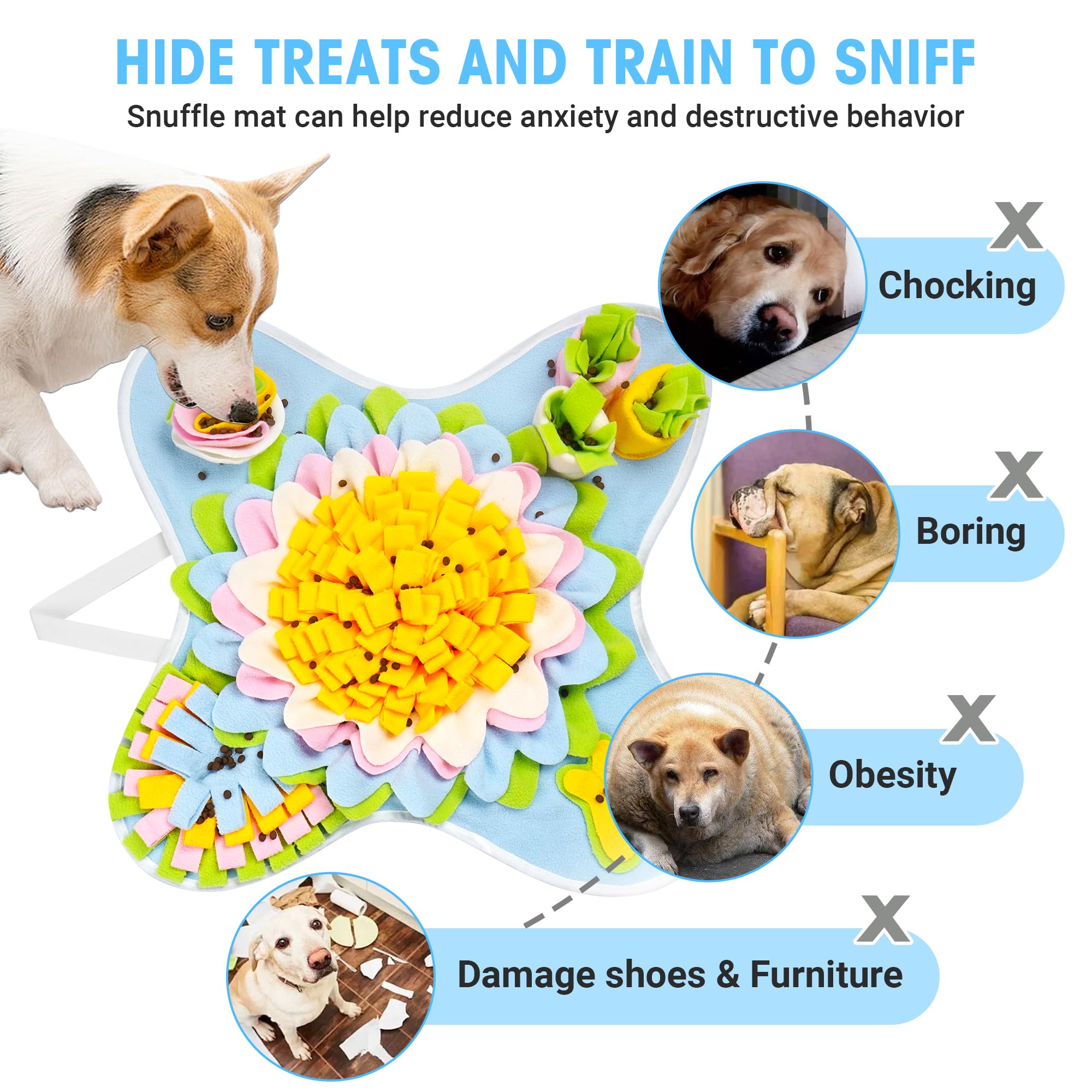 Tapete para olfatear para perros, tapete interactivo para olfatear alimentación lenta y mantenerte ocupado, juguetes para buscar alimentos, desarrollo de habilidades, alivio de la ansiedad y