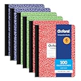 Composition Notebook 6 Pack, College Ruled Paper, 9-3/4 x 7-1/2 Inches, 100 Sheets, Assorted Marble Covers. 2 Each: Blue, Green, Red (63763)