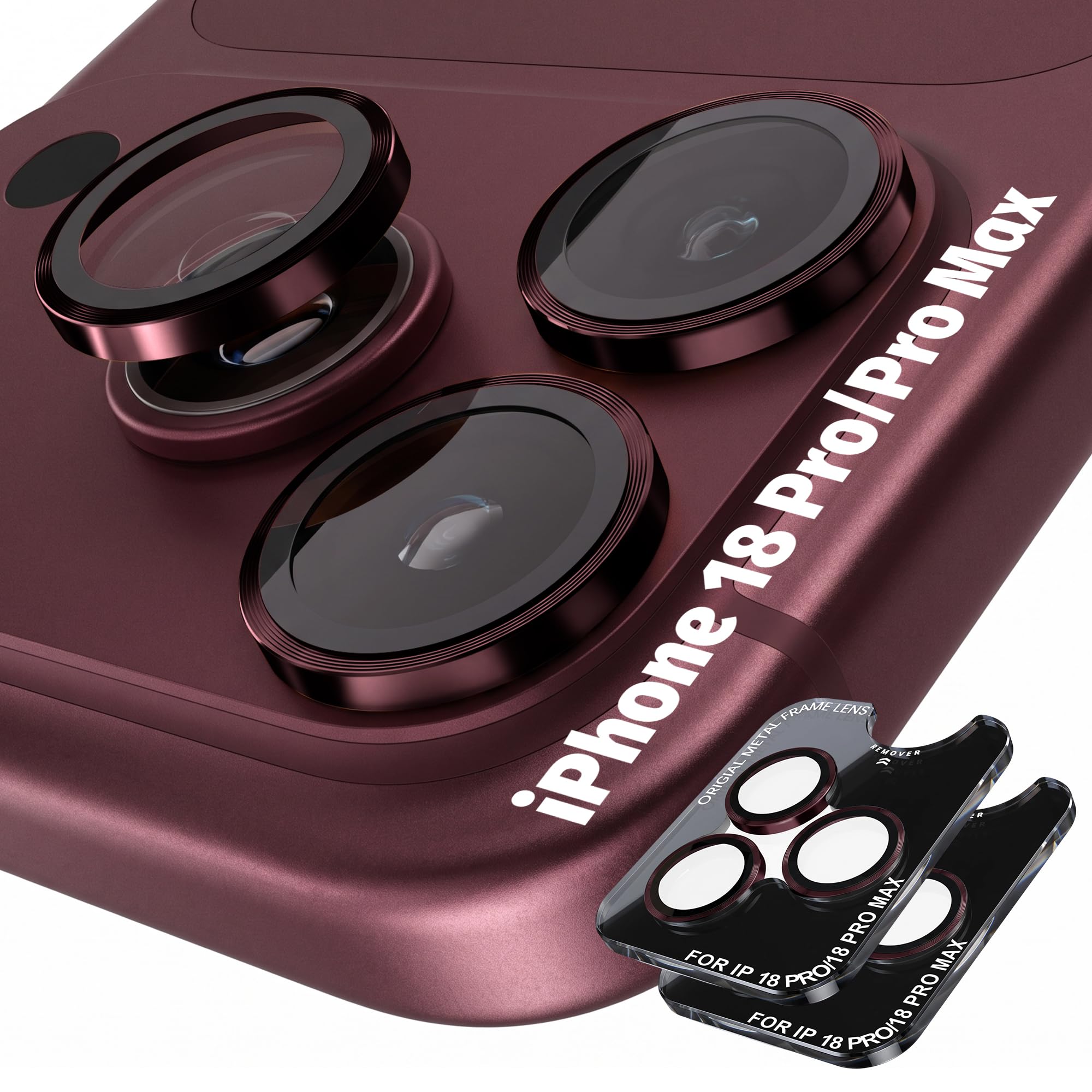 Orzero 9H Glass Camera Lens Protector for 18 Pro/18 Pro Max-Claret, 2 Set