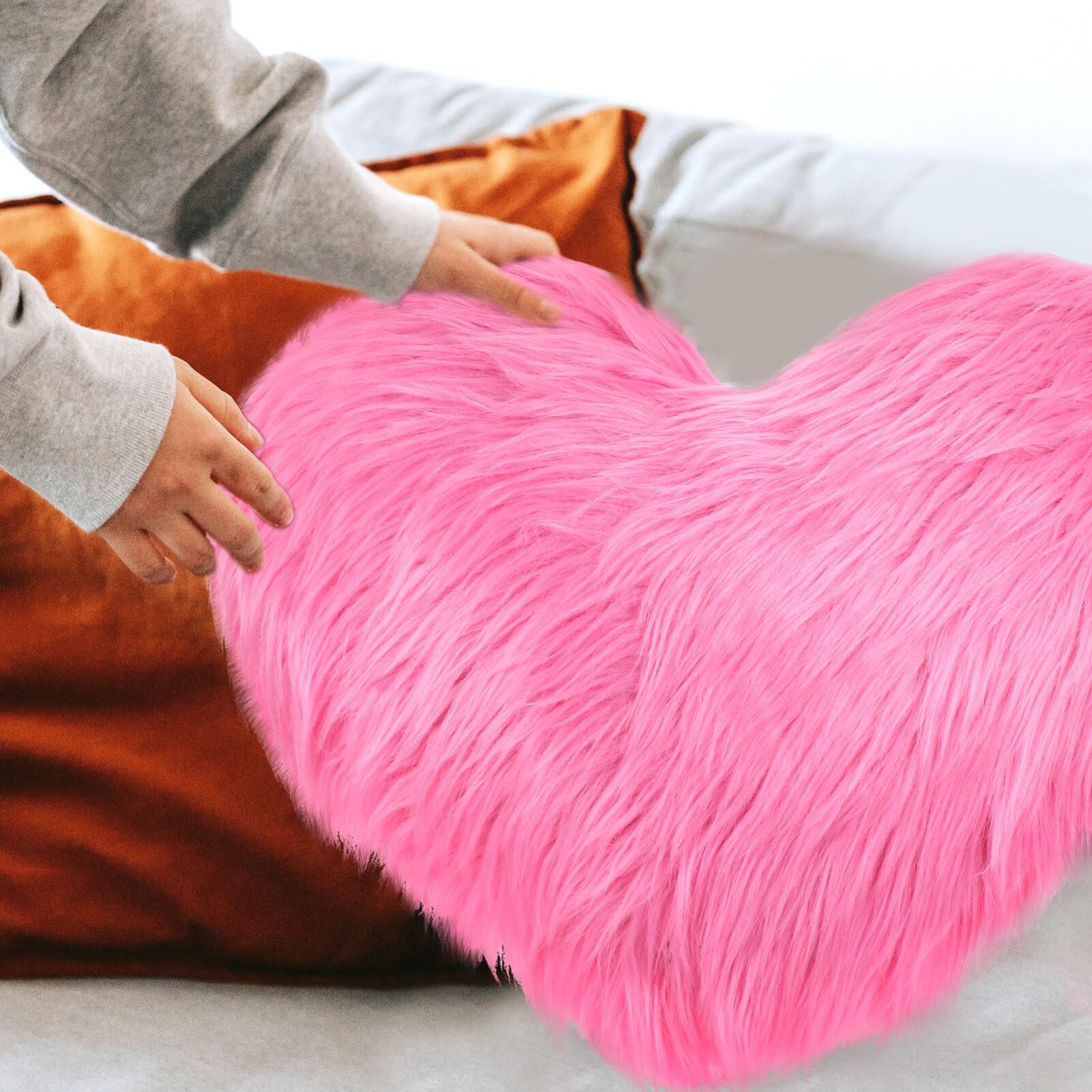 Cuscino A Cuore Morbido 40cm Rosa Peluche Per Divano E Letto - Regalo San Valentino