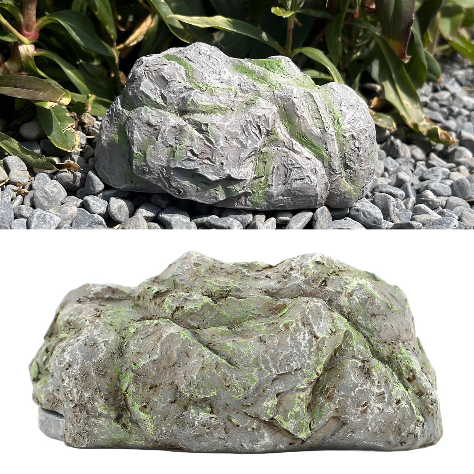 Cache Clé Rocher Factice - Sécurité Jardin Géocaching - Porte-clés Discret 9,5x5,1cm