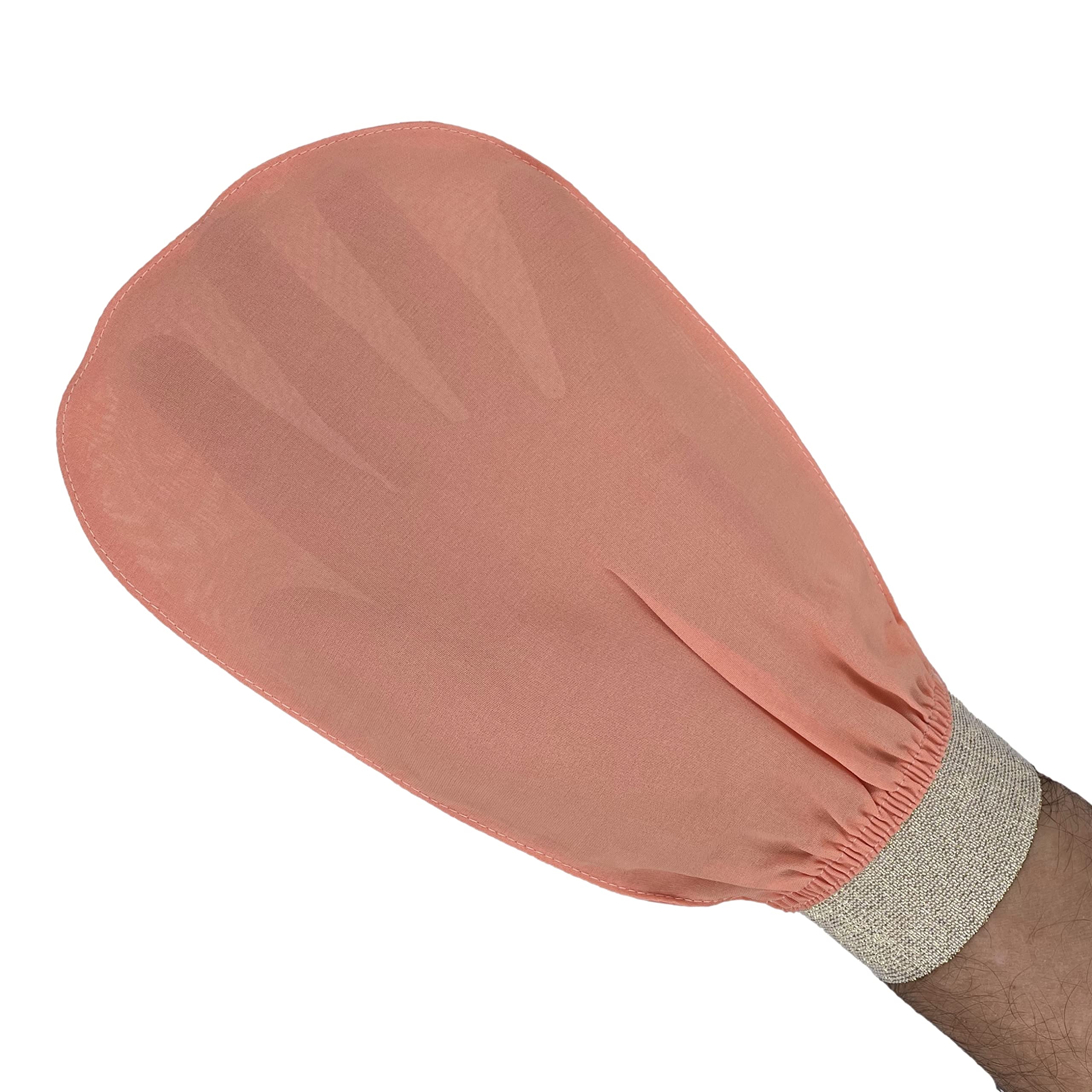 Feel Fine - Guanti esfolianti in seta 100% turco, guanto esfoliante per il corpo, guanto da bagno per donna, uomo, doccia, hammam, spa (rosa salmone e oro)