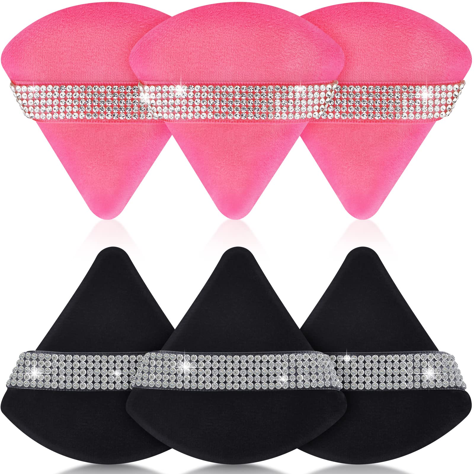 GiesieryDiamond Powder Puff Bling Rhinestone Triangle Makeup Puffs Face Soft Makeup Sponge Beauty Blender Preppy Stuff for Women Girls Gifts