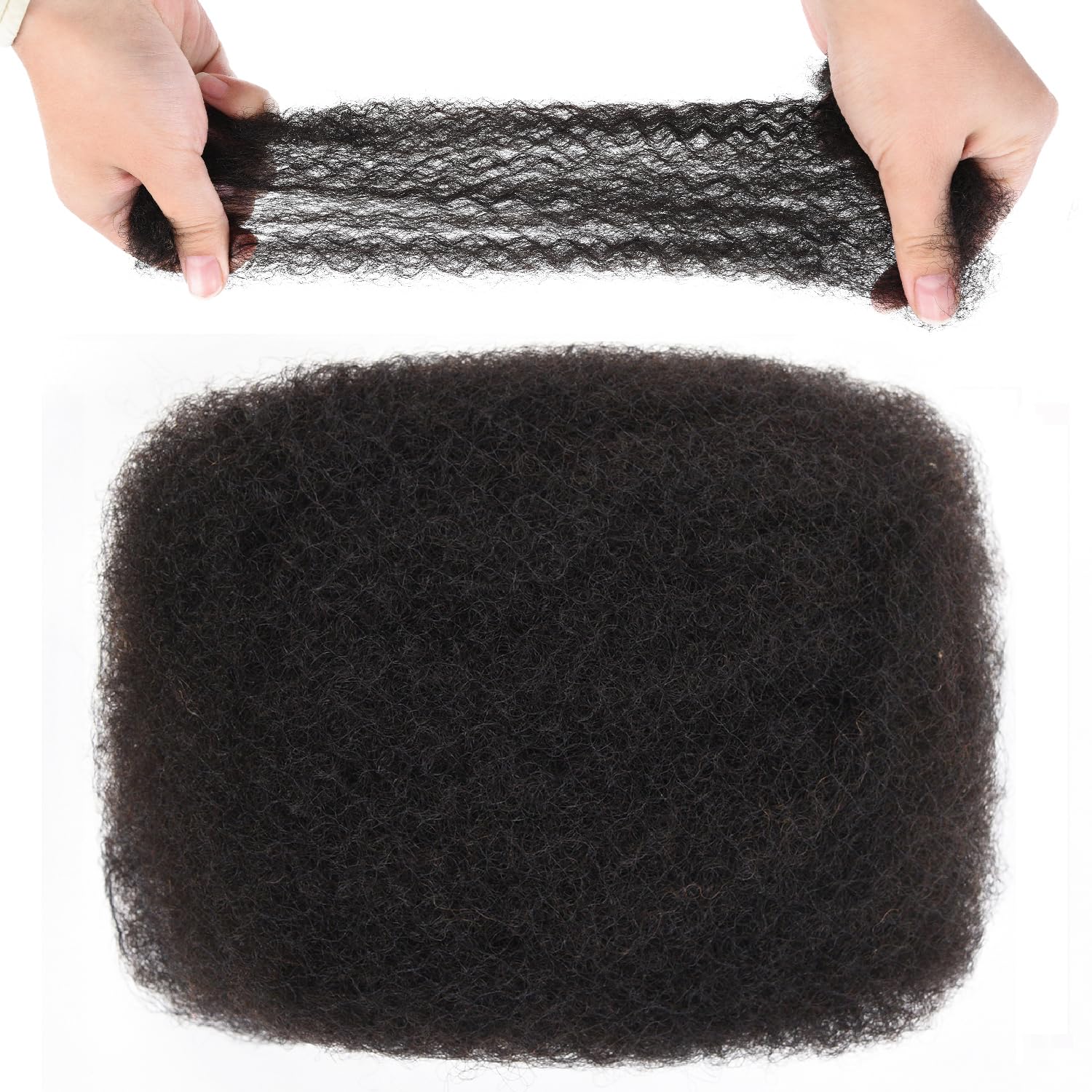 Originea Afro Kinkys Bulk Human Hair for Dreadlocks and Twist Braiding 1 Pack 100% Human Hair Soft Afro Kinky Curly Hair Bulk for Dreads Natural Black Color (8 Inch)