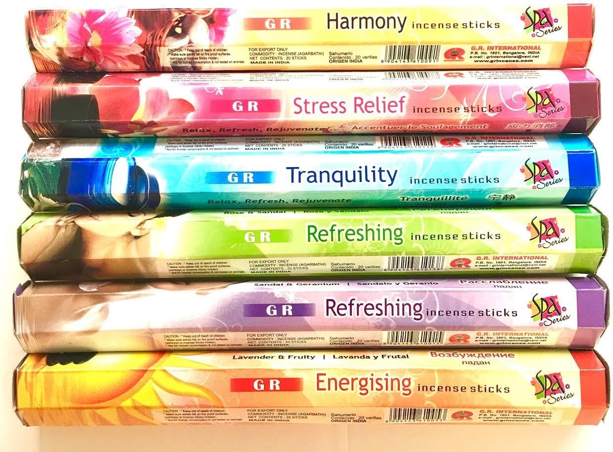 G.R. GR Incense Sticks 6 Boxes X 20 Sticks, Variety Pack (#3)