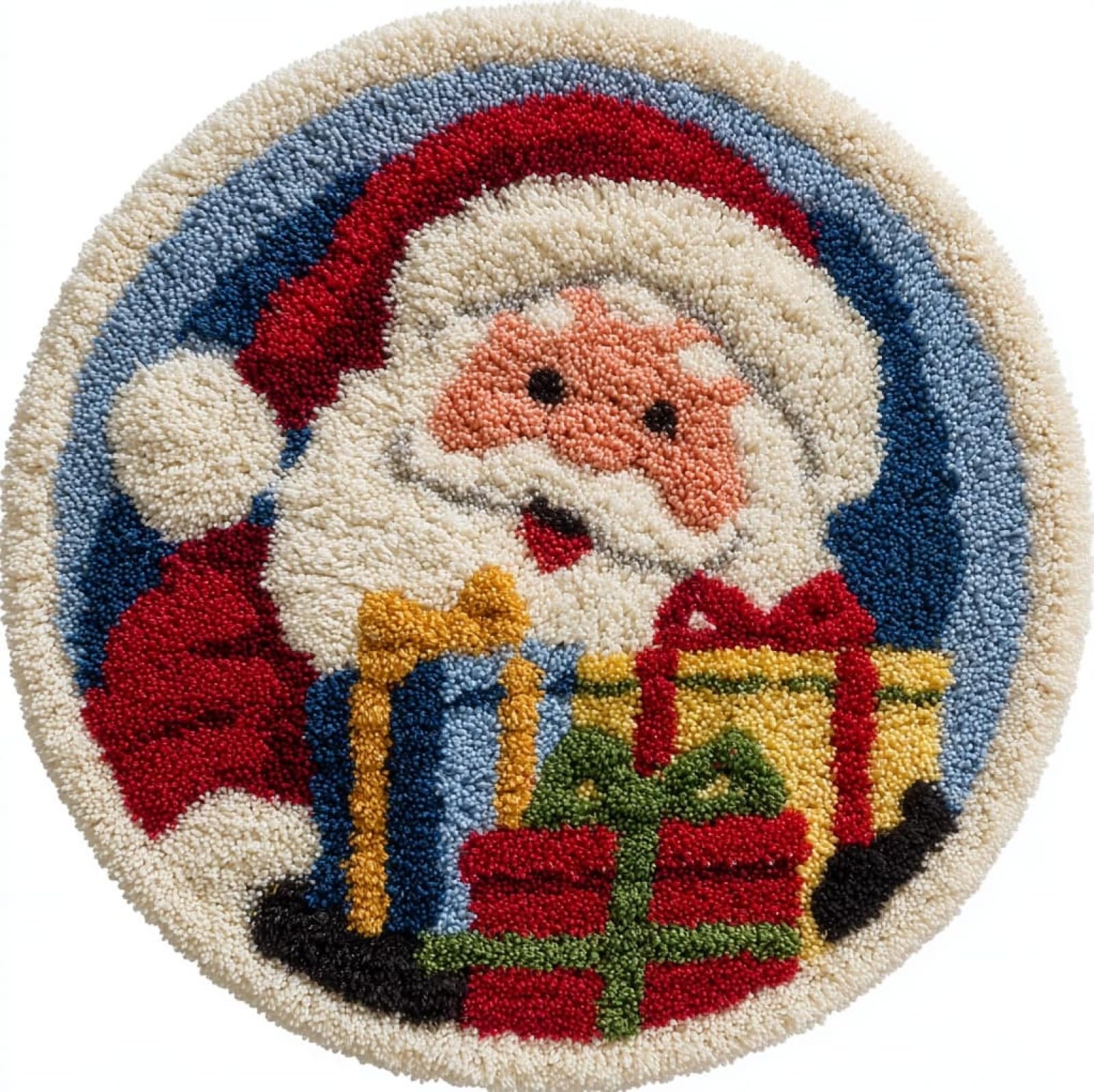 WallustrioaW DIY Craft Latch Hook Rug Kit,Santa Claus and Gifts,Embroidery Kit,Latch Hook Rug for Adults and Beginners,Craft Gifts Decoration,50x50cm