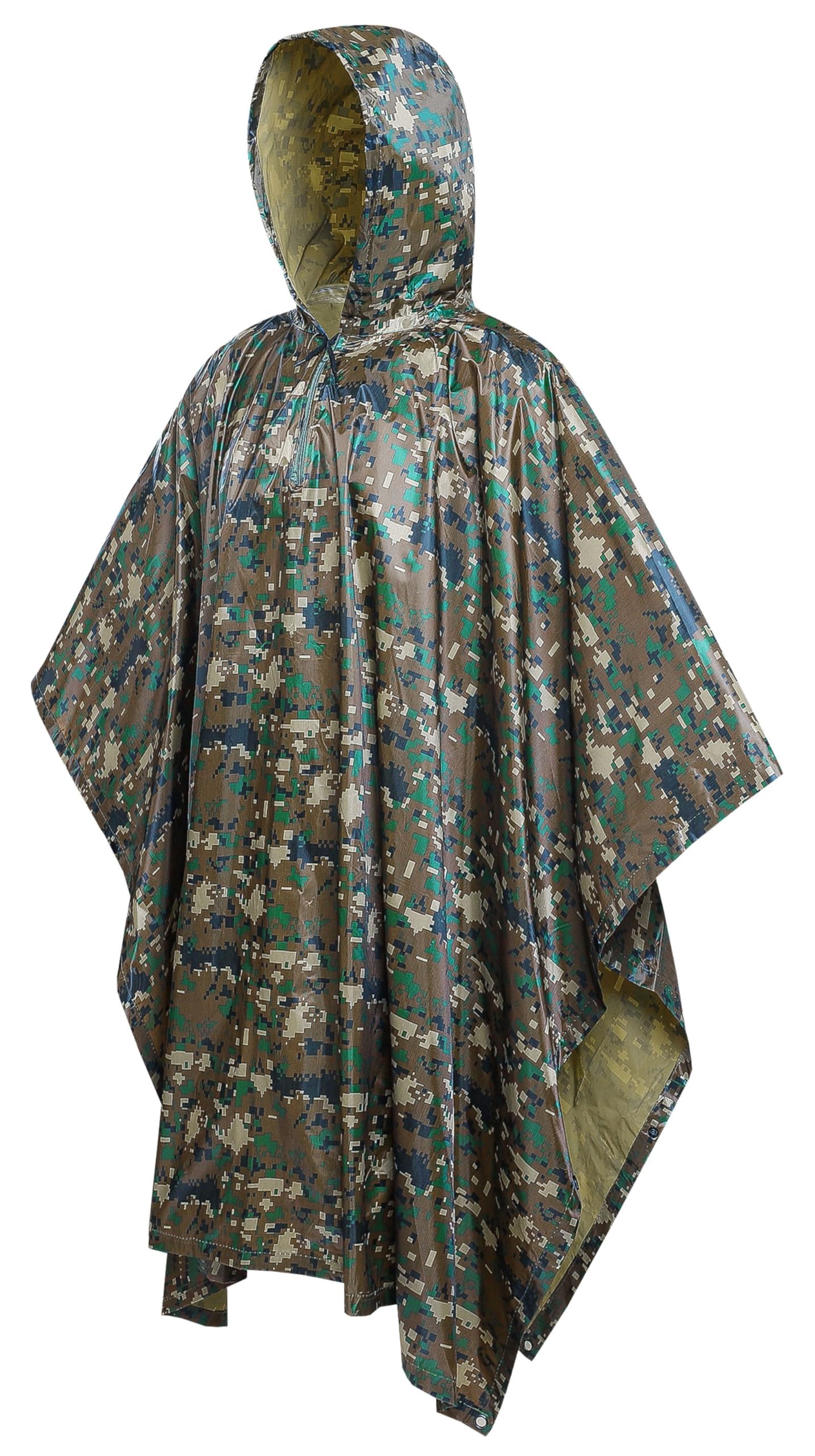 Yoinlia Waterproof Poncho With Hood Camo Rain Poncho Emergency Poncho Digital Camo