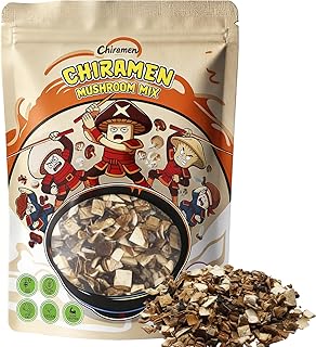 Chiramen Mushroom Mix Ramen Toppings, Oyster, Shiitake, King Oyster, Wood Ear, Button Mushroom, Perfect for Cup Noodles and Dehydrated Vegetables Soup