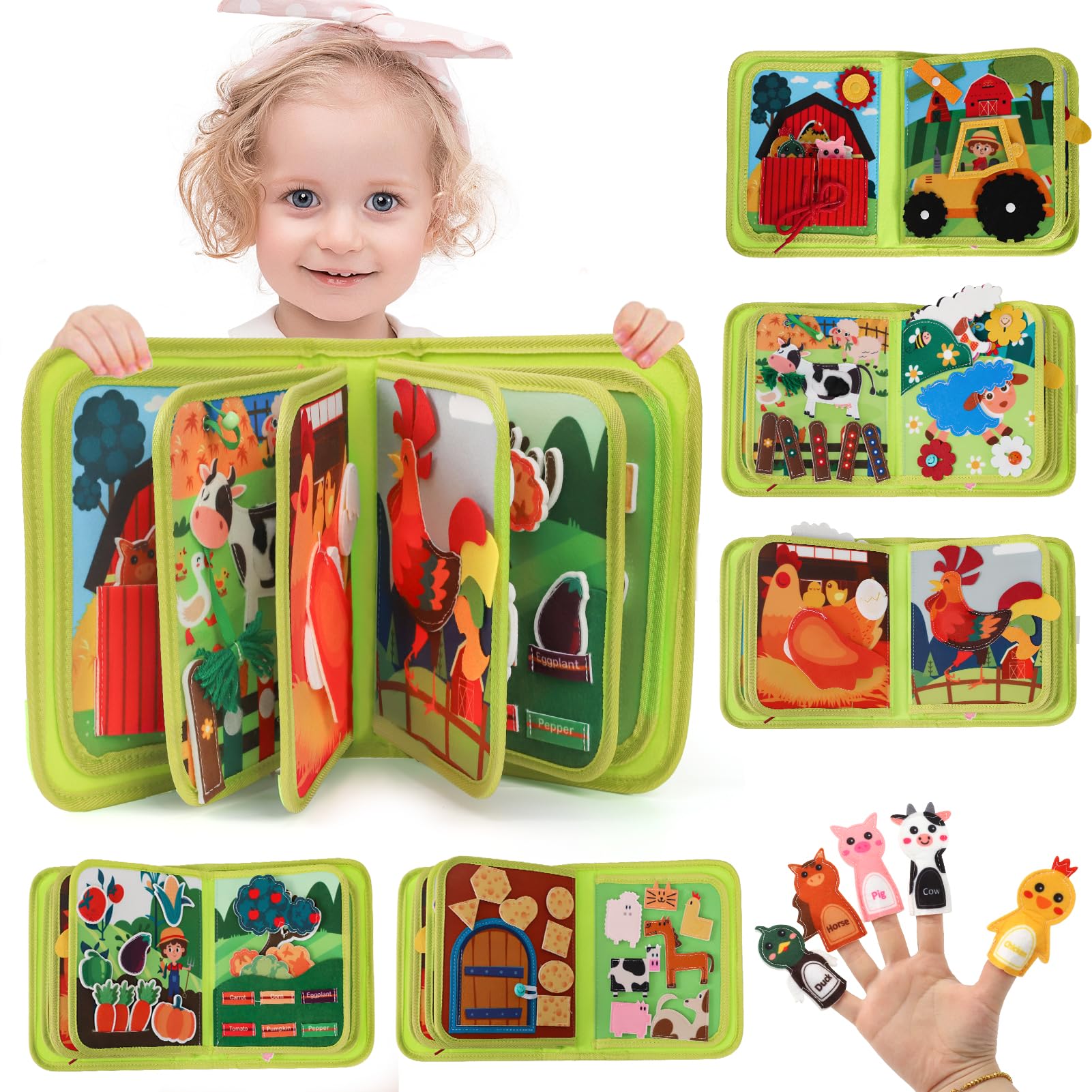 XIAPIA Montessori Libro Interattivo per Bambini 1 2 3 Anni, Libri Sensoriale attività, Busy Book Educativo Giochi da Viaggio, Bambini Regalo di Compleanno