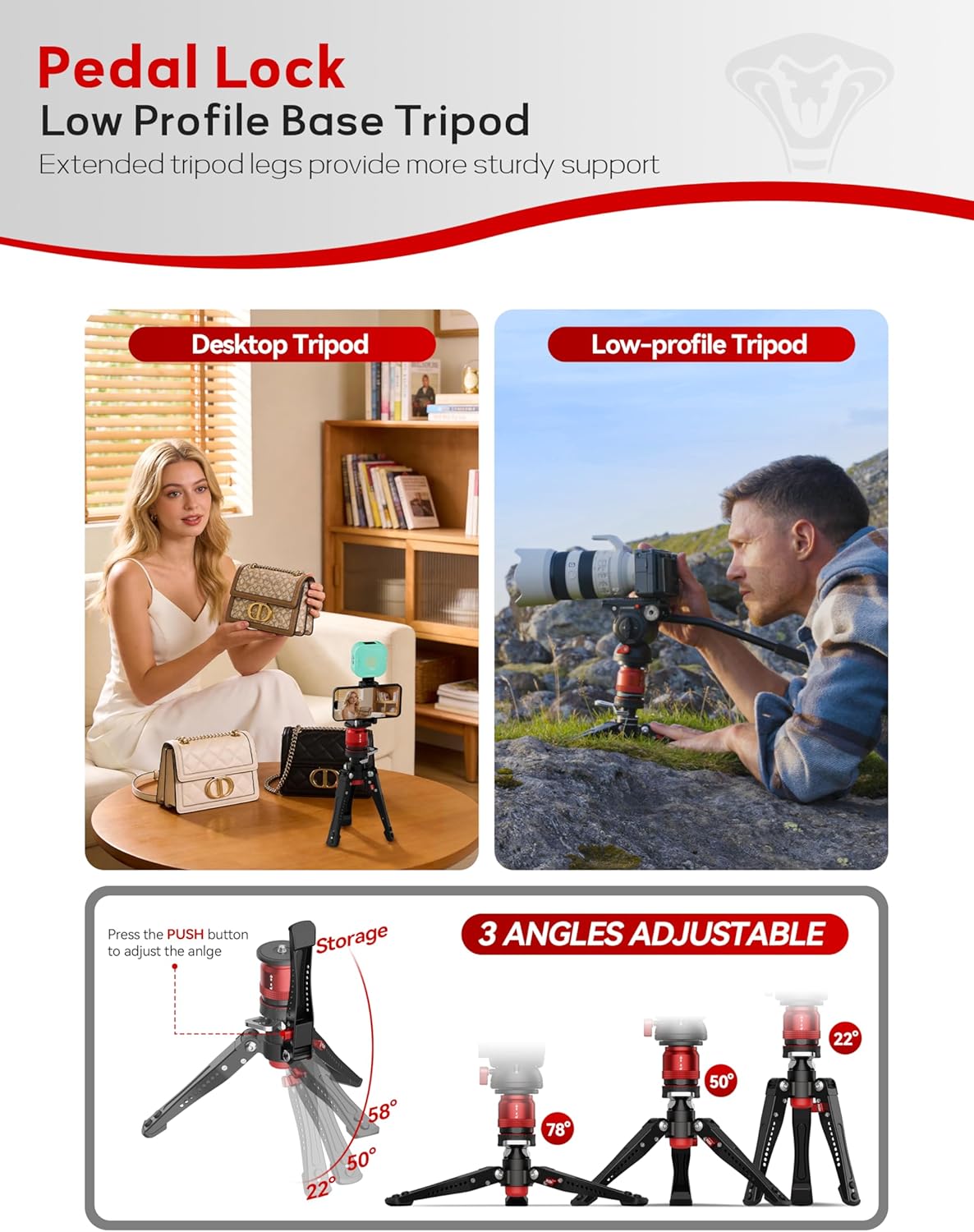 IFOOTAGE Cobra 3 Monopod C180F-P, 71" Monopod for Cameras Carbon Fiber Travel Monopod with Feet, 1/4'' & 3/8'' Quick Release Compatible with Sony Canon Nikon DSLR Camera, Payload 17.64Lbs/8KG