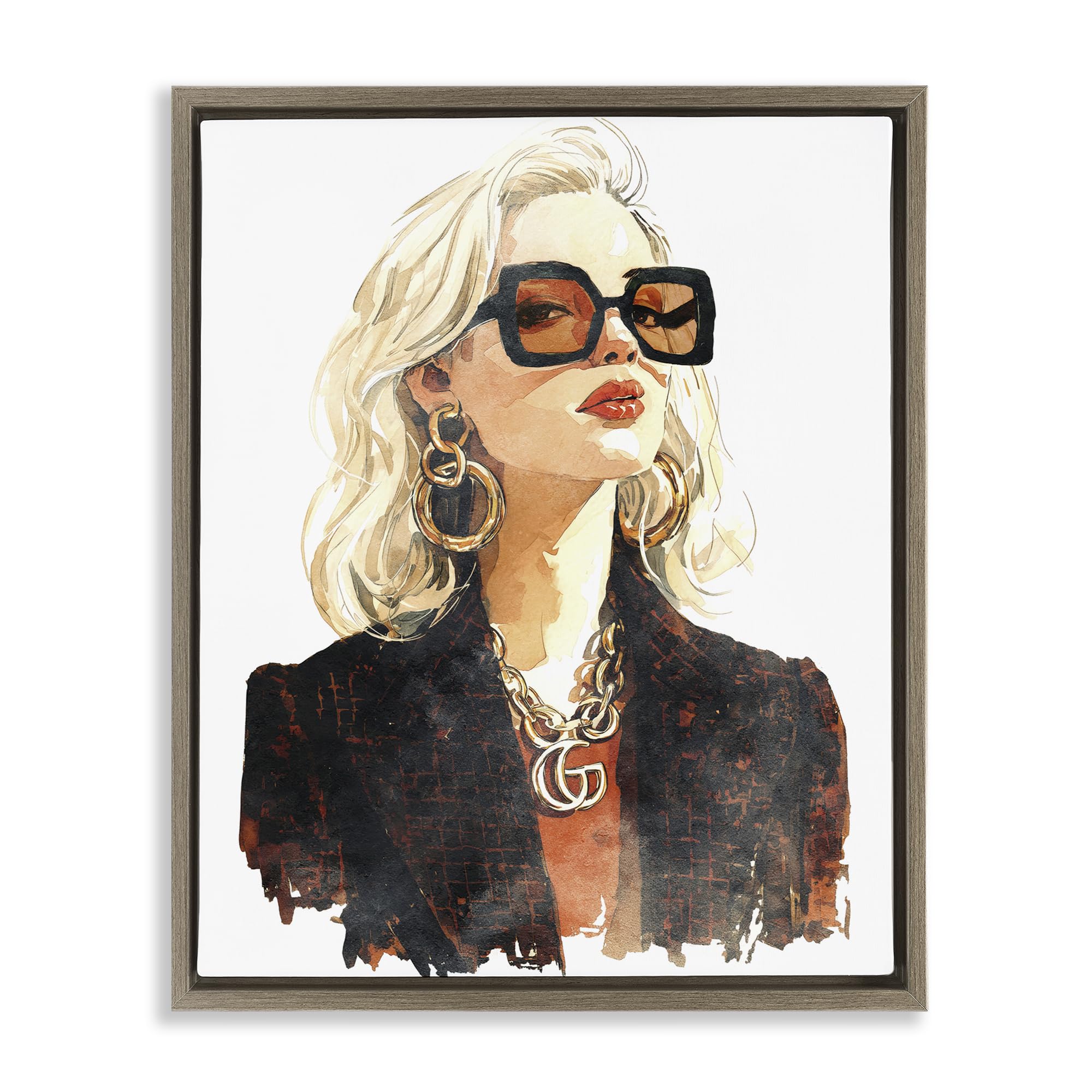 'Luxurious Gilded Gaze'| Floating Frame Canvas Art