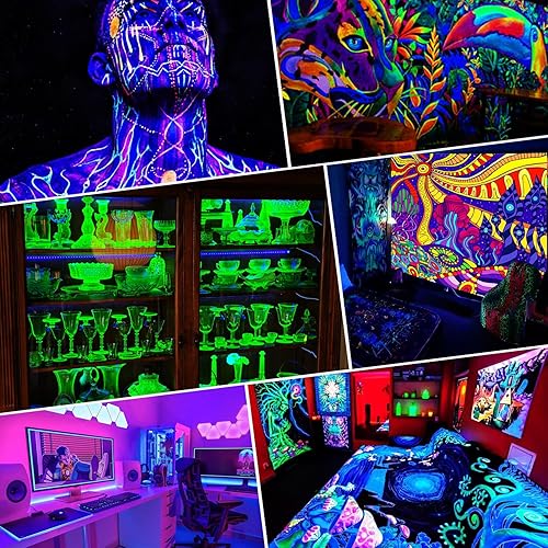 Miniatura 7 de SHGPODA Paquete de 2 barras de luz LED negras de 100 W, área de luz de 40 x 40 pies, 105 LED de luz negra con cable de alimentación de 5 pies,