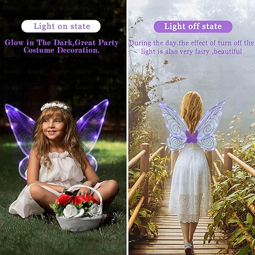 Miniatura 2 de Alas de hadas iluminadas para niñas, alas brillantes y transparentes, mariposa, hada, Halloween, alas de ángel, para niños y adultos
