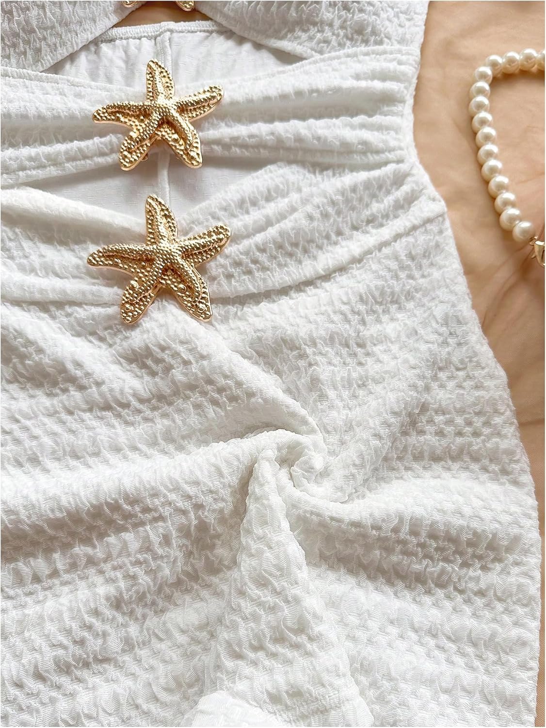 MakeMeChic Women's Starfish Cut Out Rompers Spaghetti Strap Sleeveless Summer Short Jumpsuits - Image 4