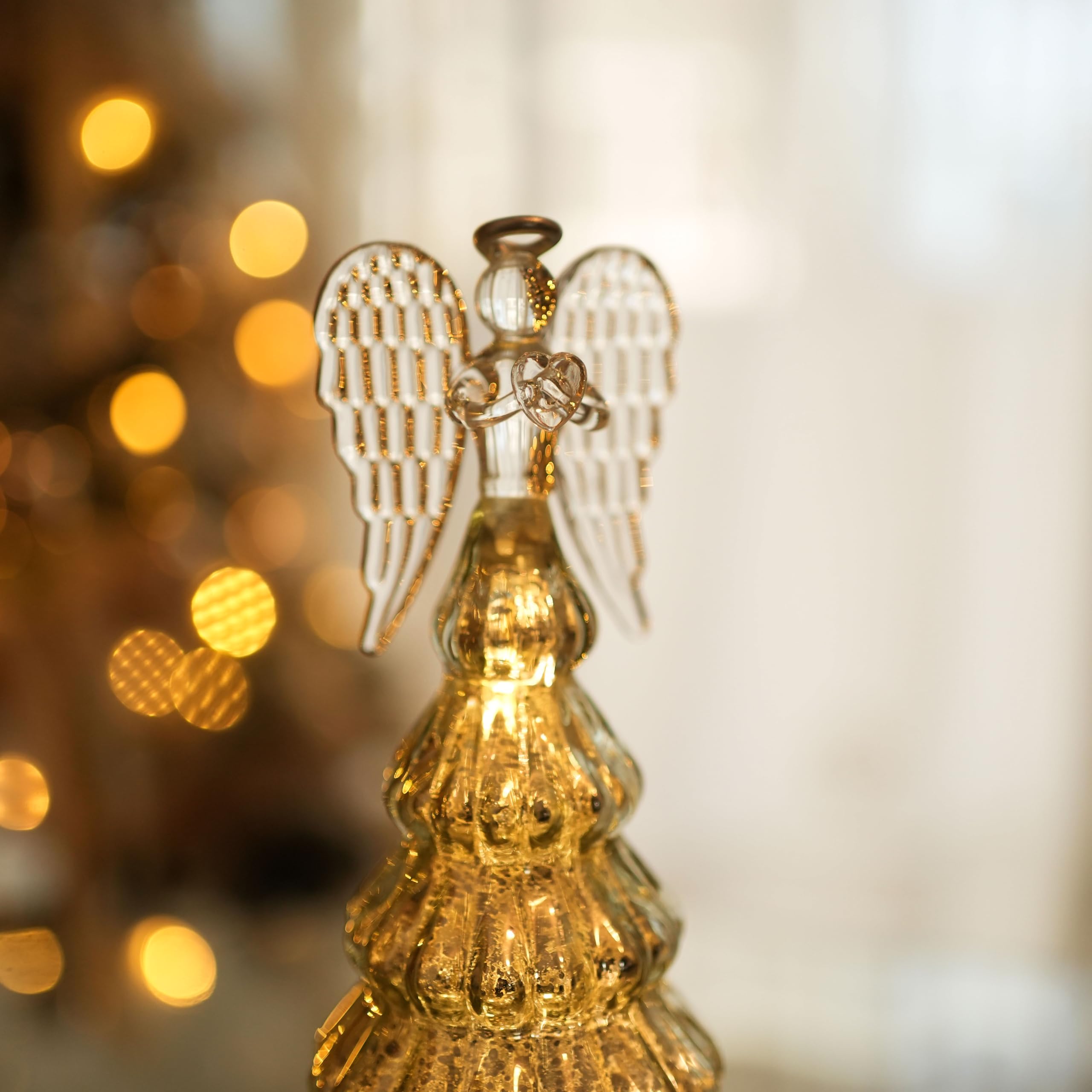 Lot De 5 Sapins De Noël Lumineux En Acrylique Doré - Hauteurs Variables (8.9 à 35.6 Cm) - LED Intégrées - Décoration Table, Cheminée, Intérieur/extérieur
