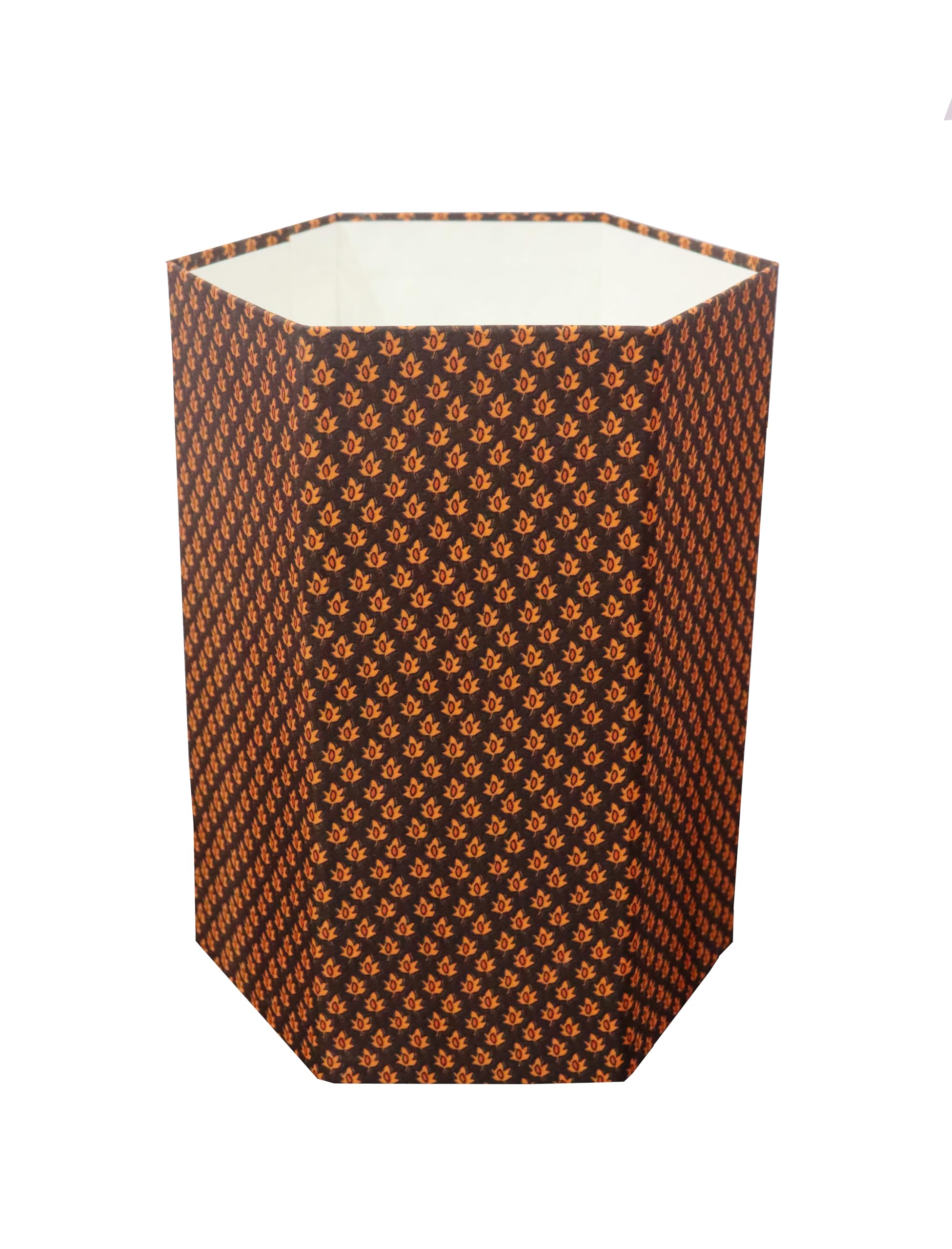 Generic Trash can Dustbin Waste Basket for Kitchen, Room Handmade Paper Block Print Flower Design Plastic Free Bin Decorative 3.3 Gallon (1, Yellow