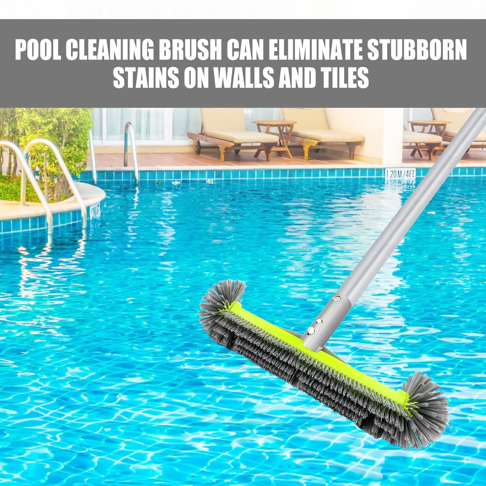 Brosse de nettoyage pour piscine 43 cm Poils avant Clip EZ Poignée aluminium