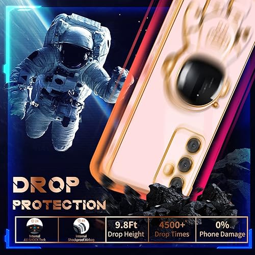 Miniatura 10 de Coralogo Funda de teléfono para Galaxy A14 5G, diseño de astronauta linda para mujeres y niñas, con soporte oculto de astronauta, diseño 6D para