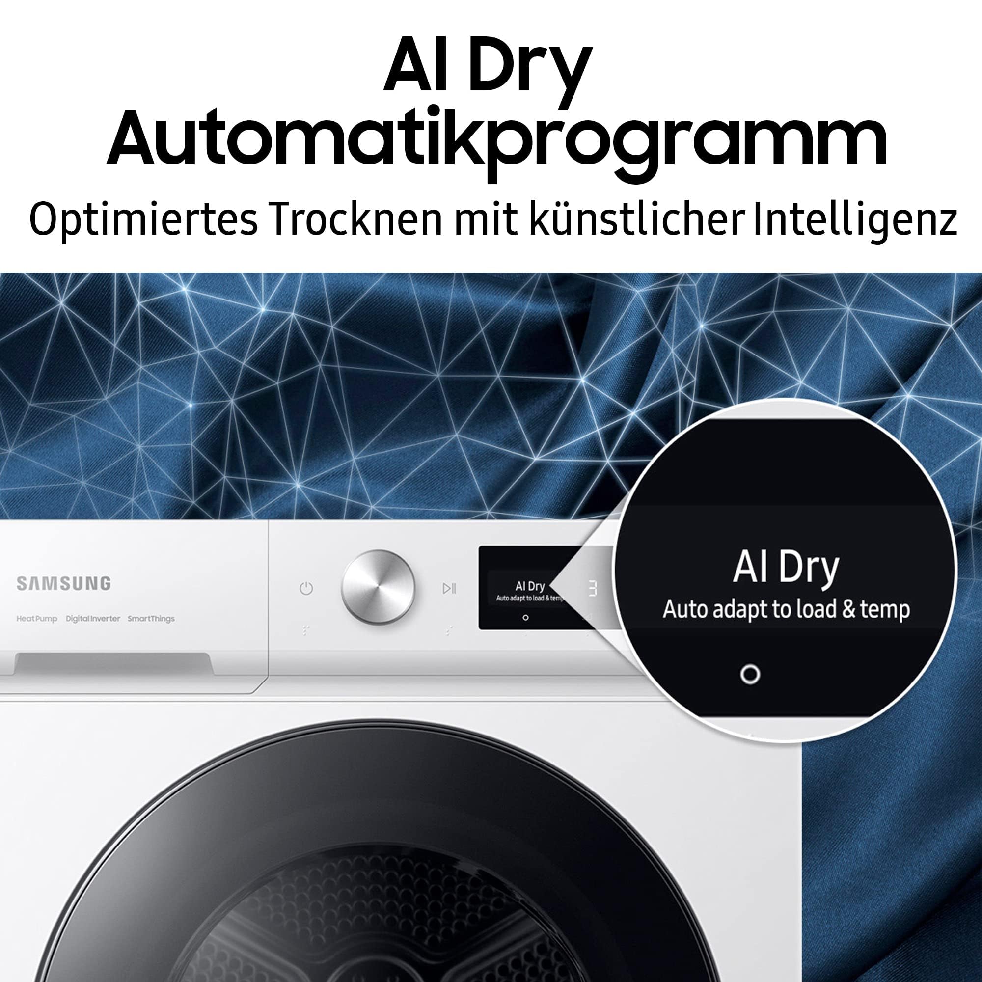 Samsung DV90BB9445GBS2 Bespoke Wärmepumpentrockner, 9 kg, AI Dry - intelligentes Automatikprogramm, QuickDrive, AI Control, Super Speed und Super Leise, Schwarz