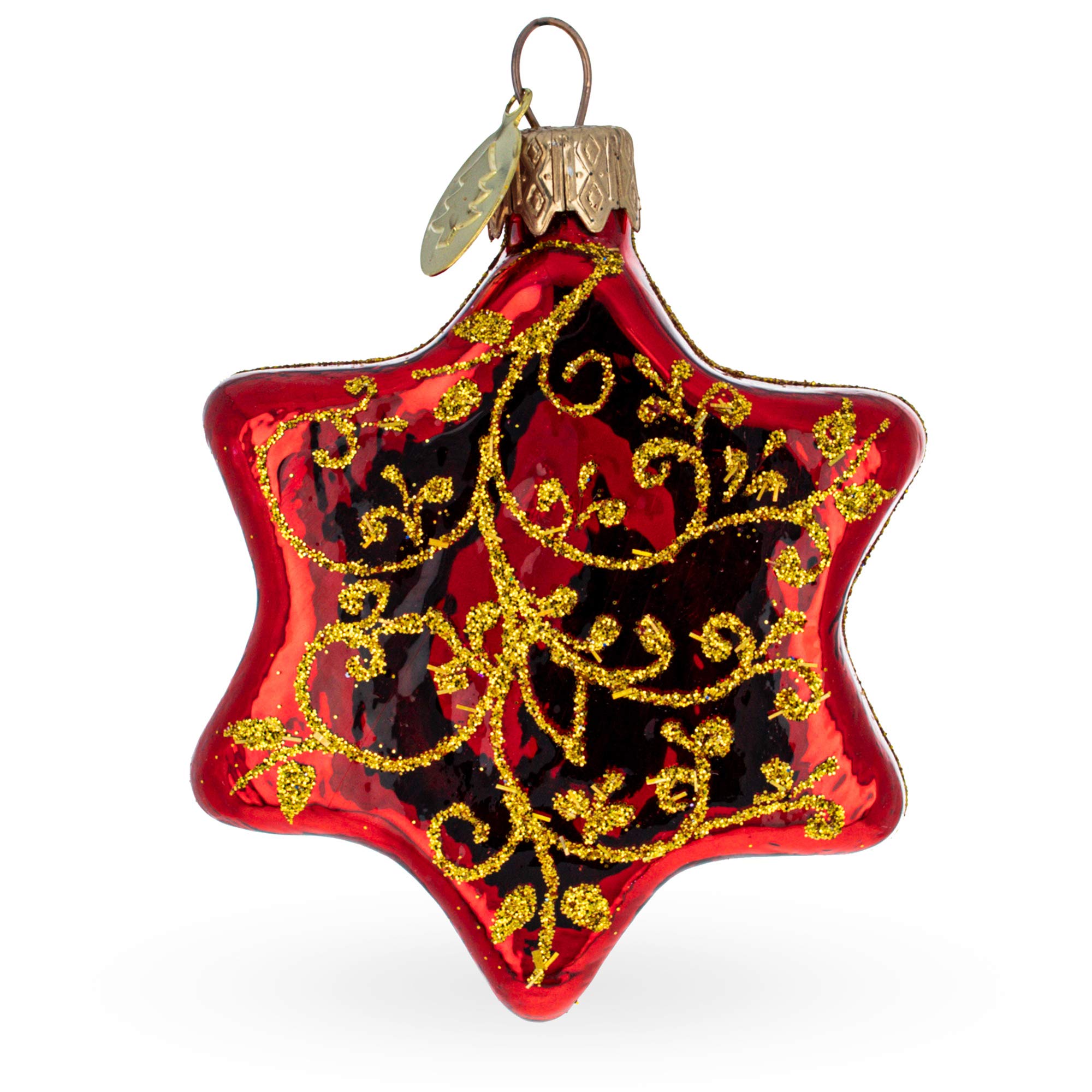 Boule de Noël hexagonale en verre rouge pour remplacer les décos ternes