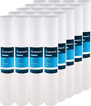 SpiroPure SP-P25-20 20x2.5 25 Micron Spun Melt-Blown Polypropylene Sediment Water Filter Cartridge P25-20 155226-43 Case of 20
