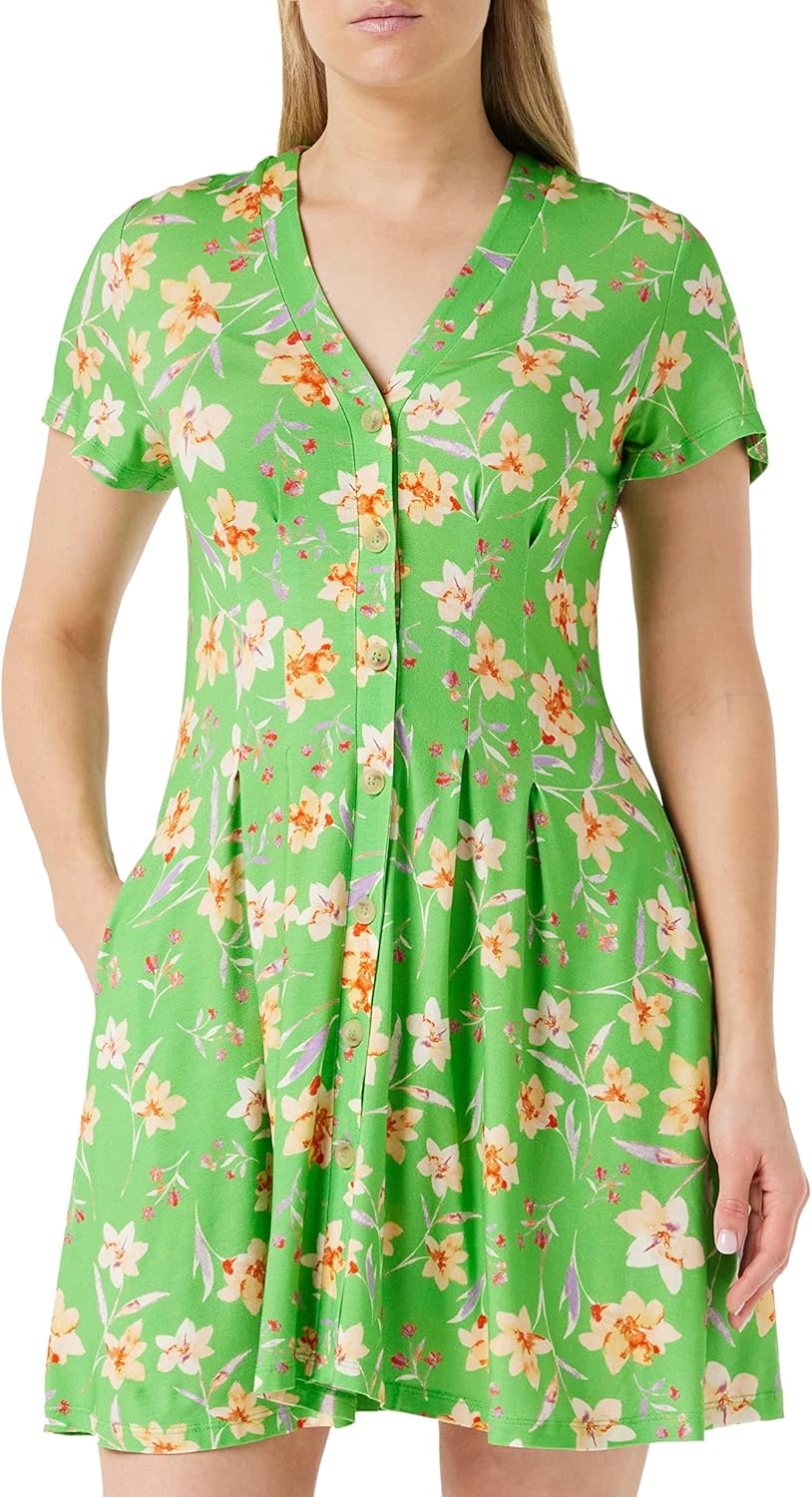 French Connection Women's Camille Meadow V Neck Dress Casual Amazon