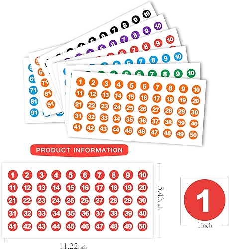 Miniatura 2 de 1200 calcomanías de números del 1 al 100, 24 hojas de calcomanías de vinilo para números, etiquetas impermeables, calcomanías numeradas
