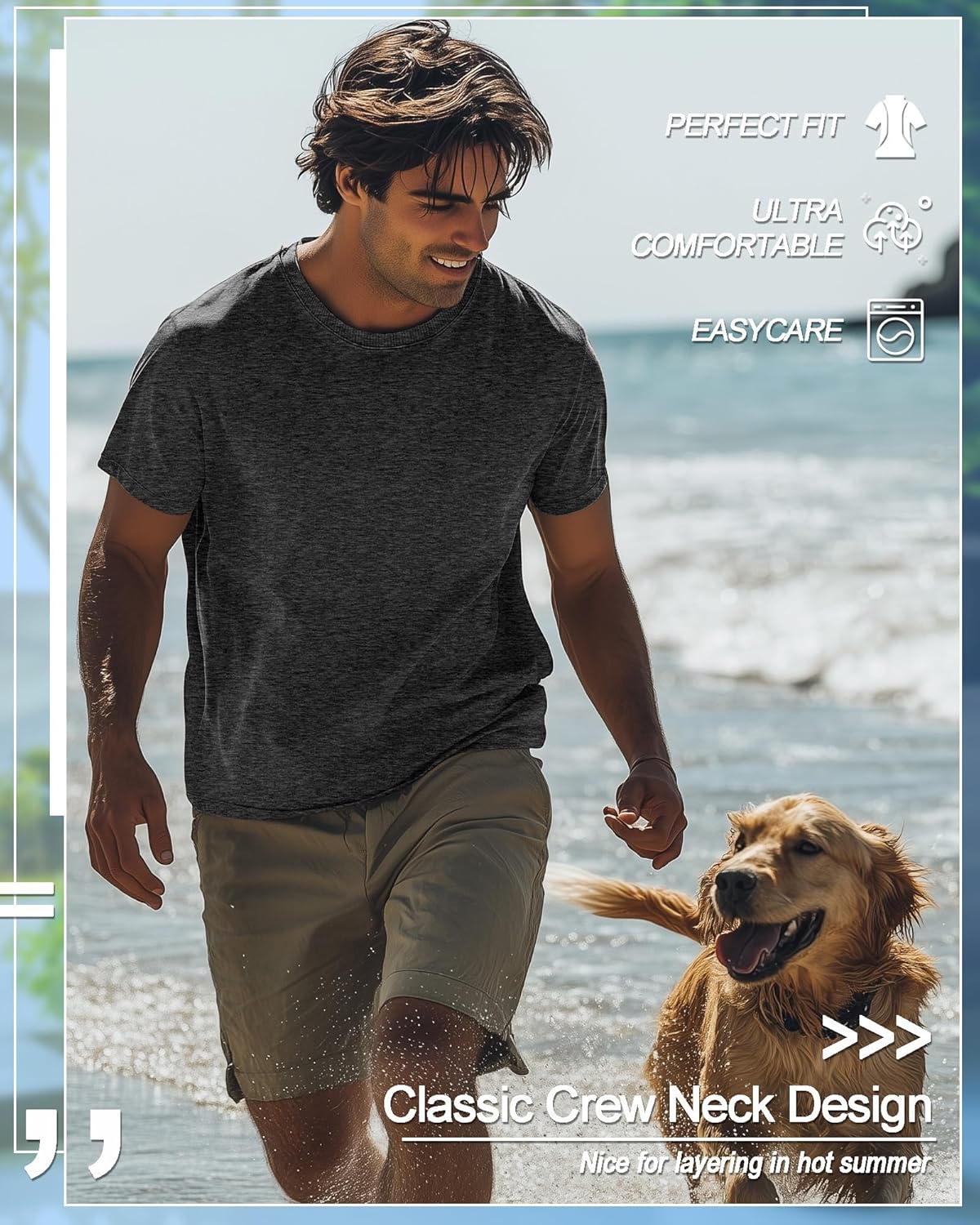 10 Pack Men's Big and Tall Shirt Short Sleeve Cotton Tee Loose Fit Top - Image 7